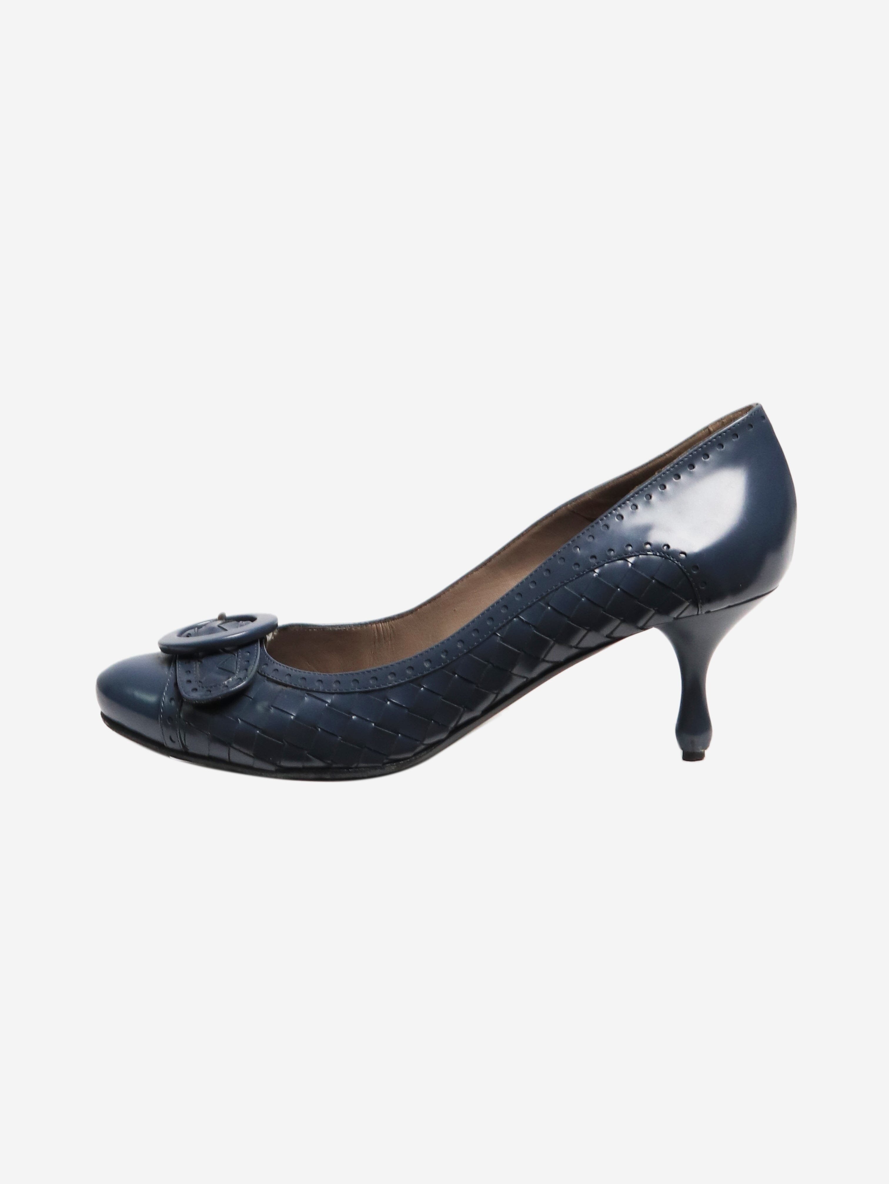 Blue Intrecciato Women's Heels Size EU 36.5 (UK 6.5) - Elegant Stiletto Pumps for Party, Wedding & Evening Events