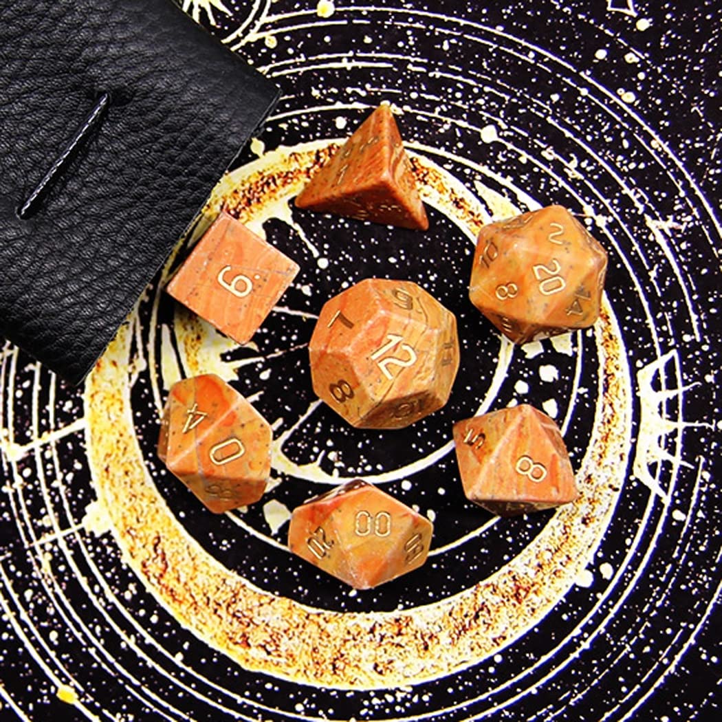 LANGWEI DND Dice Set - Natural Jade Colored Polyhedral Dice for Dungeons & Dragons, TRPG Tabletop RPG Games | Perfect for D&D Players, Collectors & Creative Gifts (Birthday, Christmas, Game Nights)