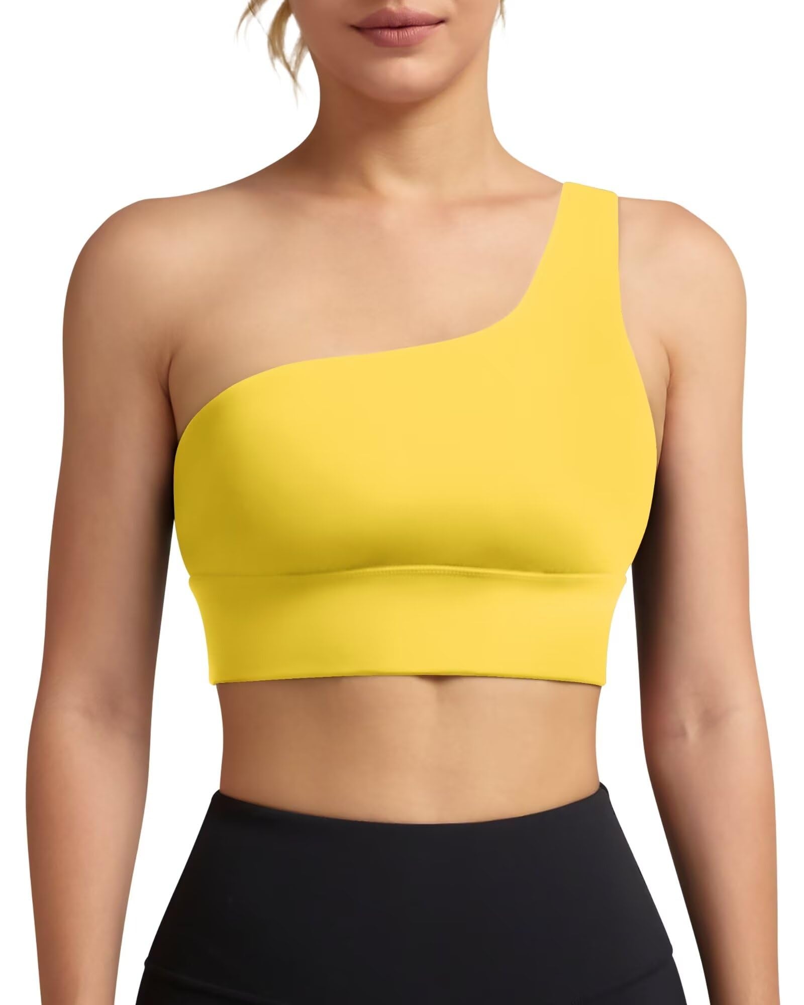 One Shoulder Sports Bra 232106 - High Support Workout Top for Women - Perfect for Yoga, Running & Gym