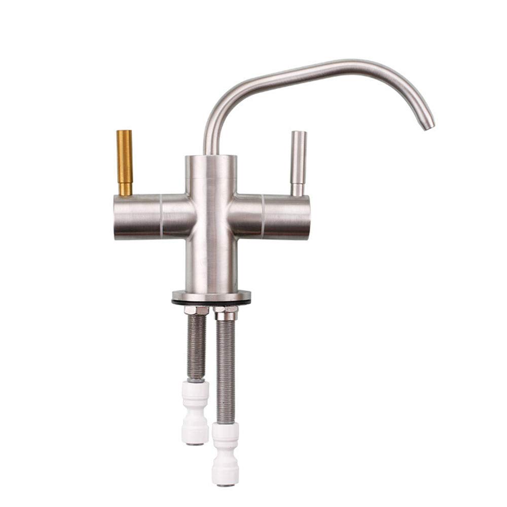 304 Stainless Steel Reverse Osmosis Water Filter Faucet - Gooseneck Drinking Water Purifier for Kitchen Sink with 1/4