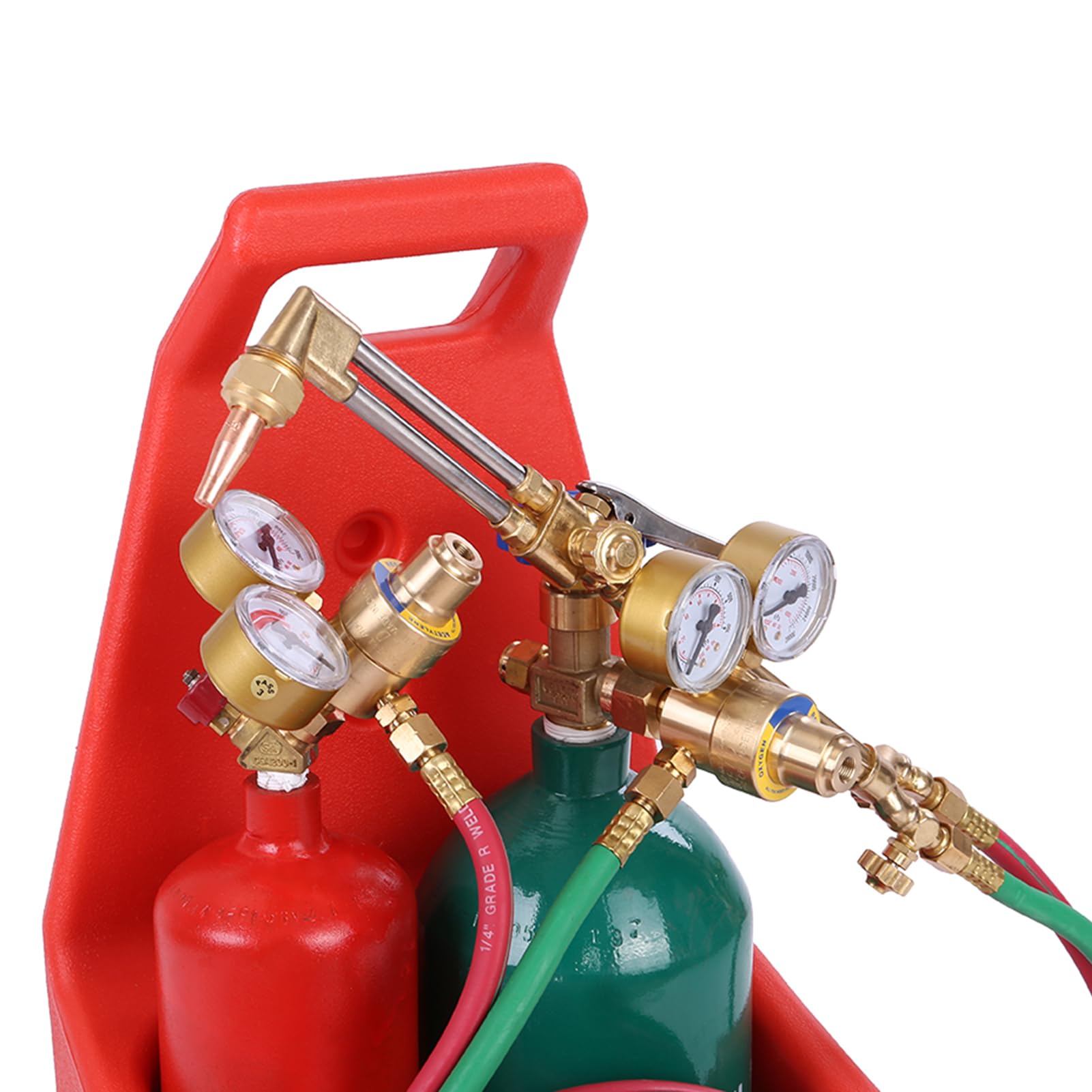 Professional Oxygen Acetylene Welding Torch Kit - Portable Brazing & Cutting Torch with Long Pipe Brass Nozzle & Pressure Gauge - Perfect for Metal Fabrication, HVAC Repair, and DIY Welding Projects