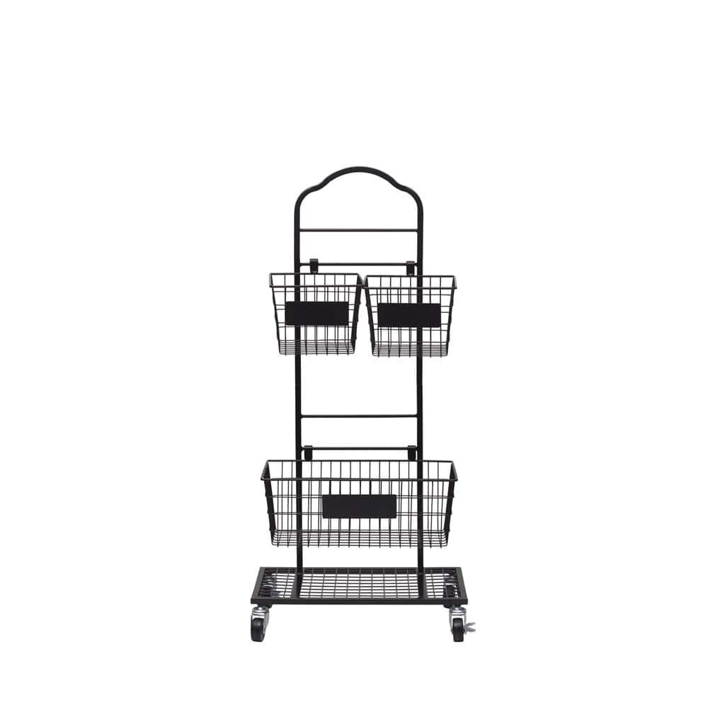 3-Tier Adjustable Metal Storage Rack with Chalkboard Plates - Space Saving Organizer for Kitchen, Bathroom, Office & Garage - Perfect for Storing Spices, Books, Tools & Cleaning Supplies