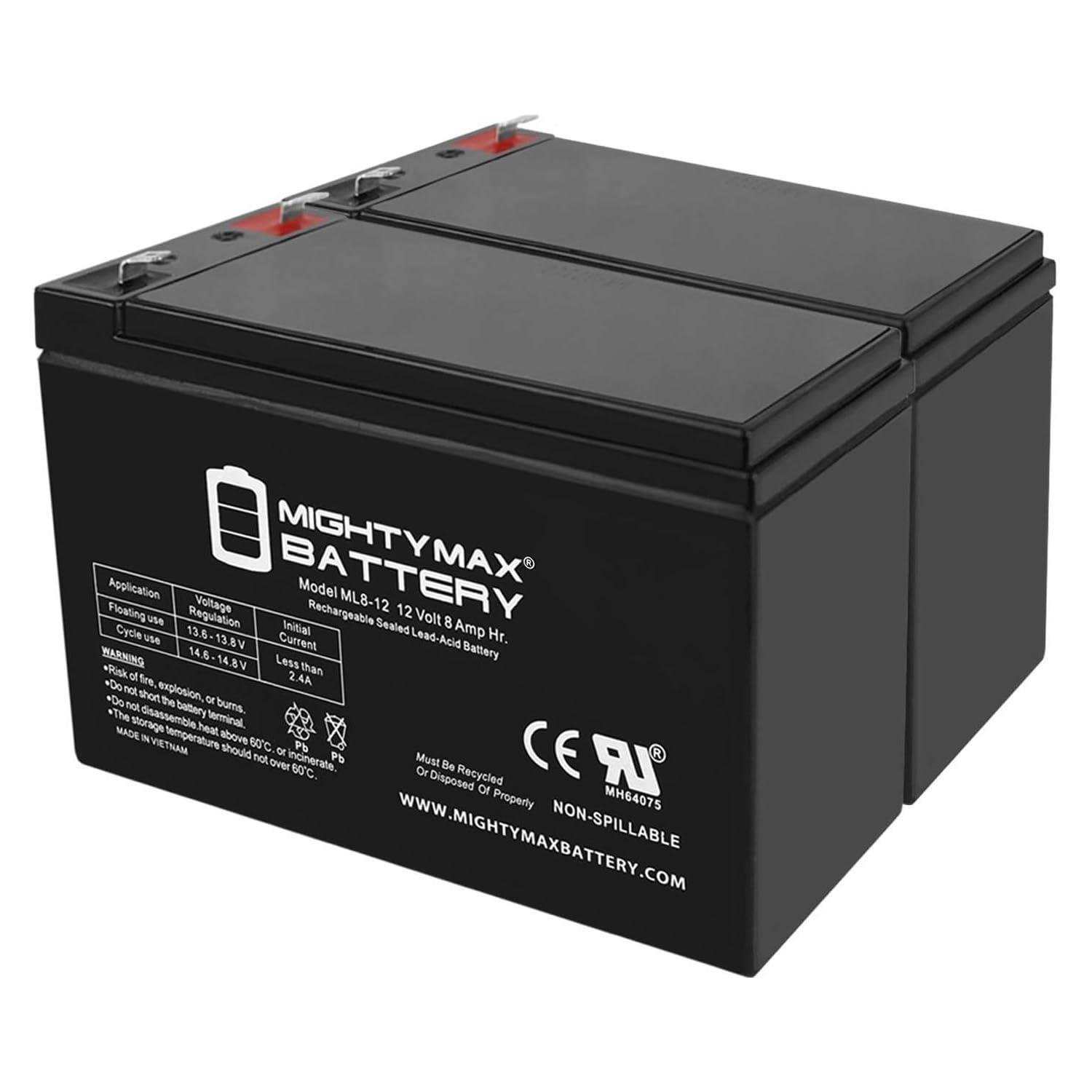 Mighty Max 12V 8Ah Replacement Battery for APC Back-UPS 600 & BP600 UPS - 2 Pack - Power Backup for Home Office, Electronics & Emergency Use