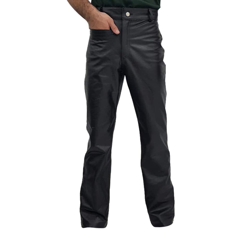 MFP Main Force Patrol Gibson Max Motorcycle Biker Black Leather Jeans Pants for Men - Durable Riding Gear for Harley, Cruiser & Adventure Bikes