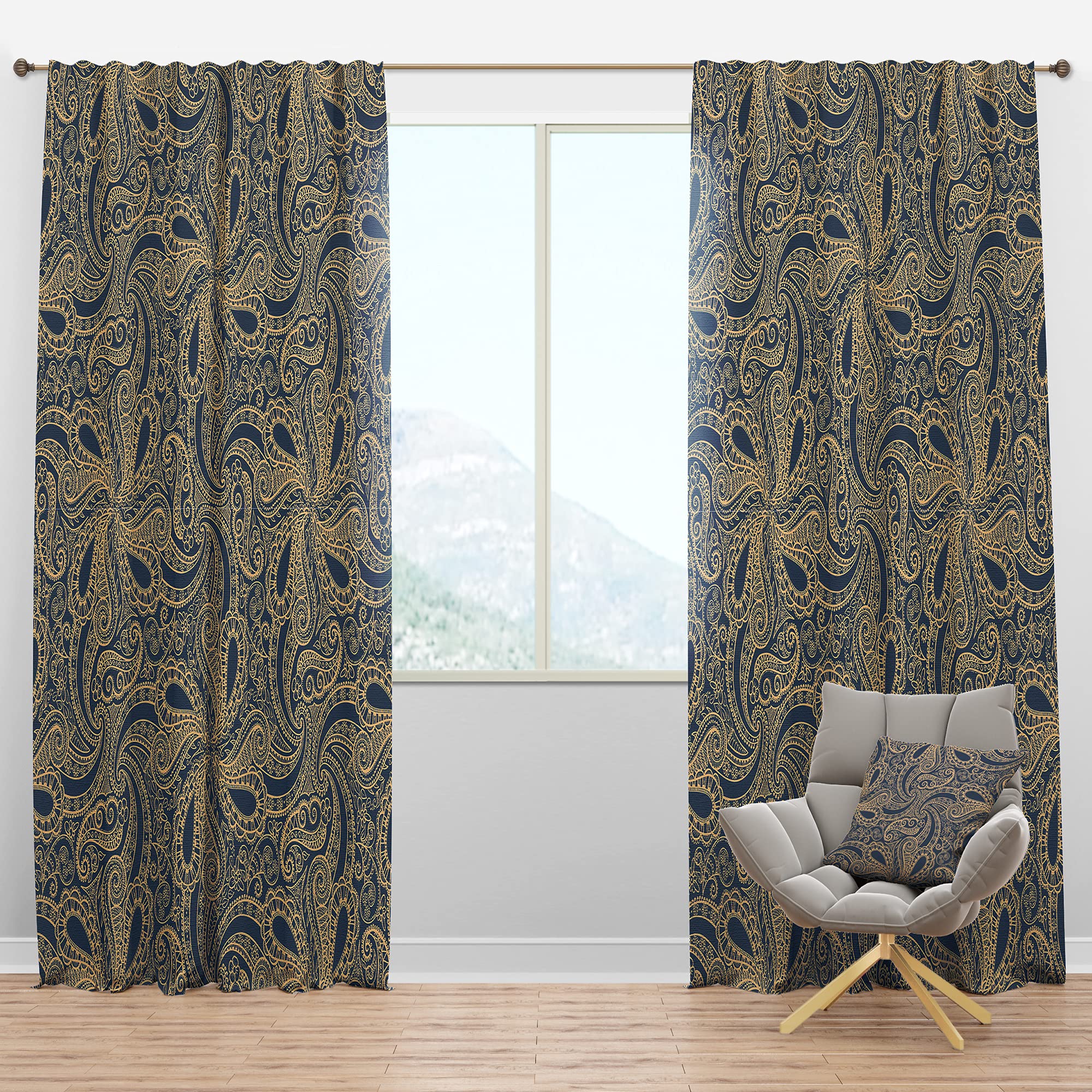 DesignQ Blackout Curtains with Lace Pattern - Thermal Insulated Room Darkening Drapes for Bedroom & Living Room (52x108, Single Panel) - Perfect for Privacy, Light Control & Energy Savings