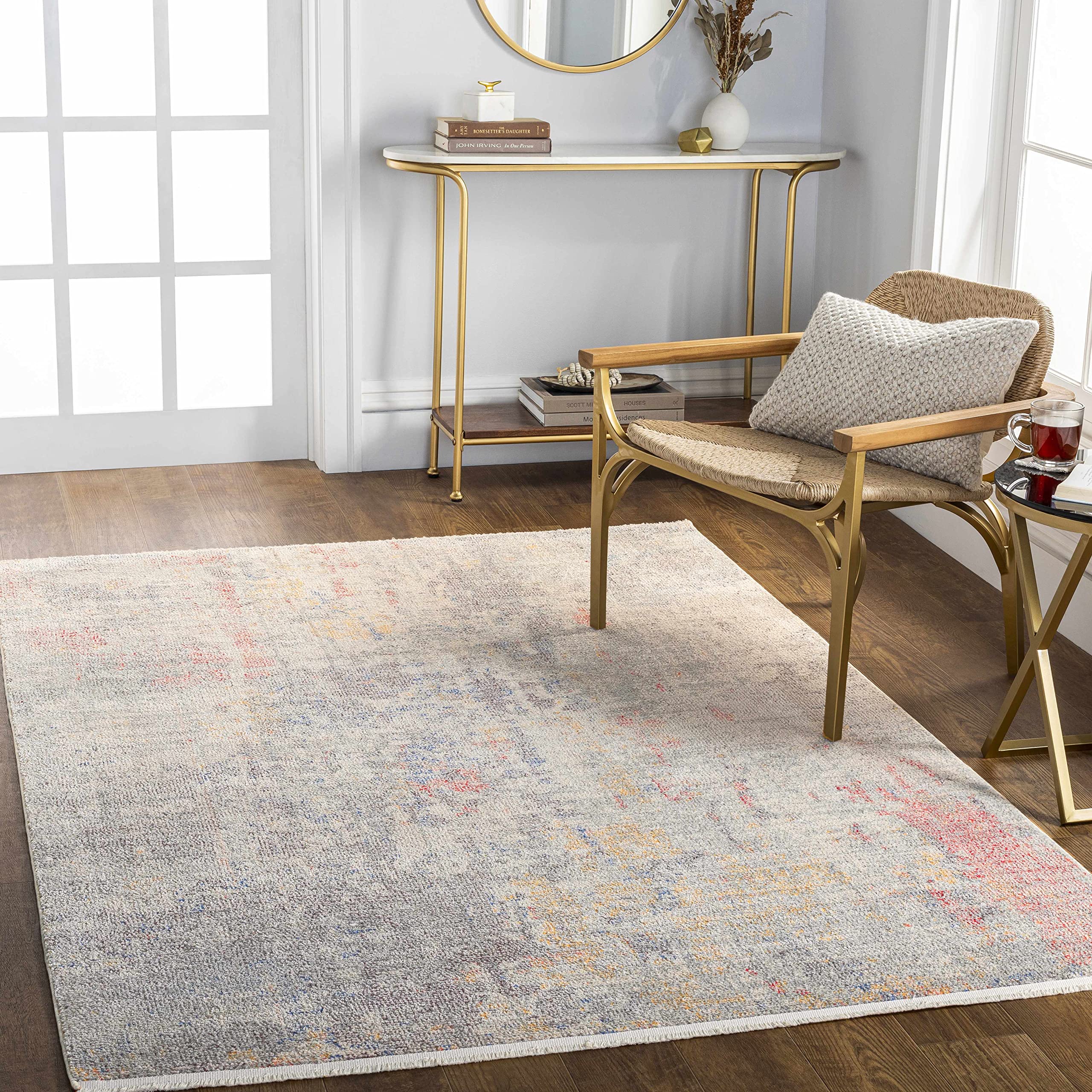 Hauteloom Nile Modern Area Rug for Living Room & Bedroom - Soft Black, Gray, Blue Design - 9'2