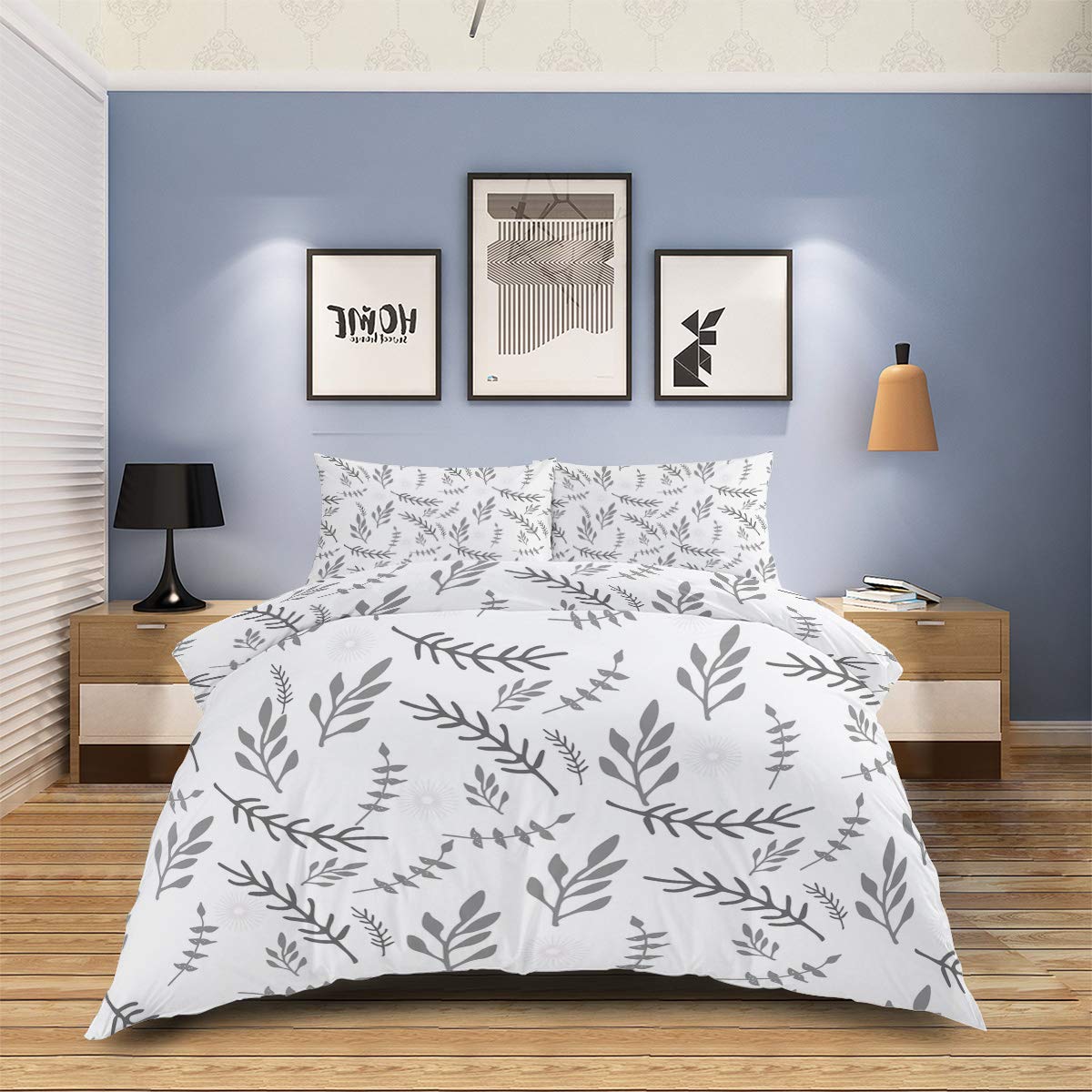 4-Piece Vintage Floral Bedding Set - Full Size Washable Microfiber Reversible Duvet Cover with Zipper Closure | Botanical Leaves Design for All Seasons | Perfect for Master Bedroom, Guest Room & Dorm Decor