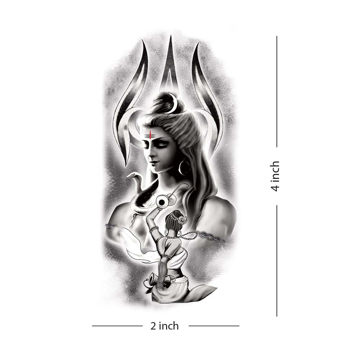 Mahadev with Trishul Mahakal Temporary Tattoo - Waterproof Body Art for Men & Women - Perfect for Festivals, Parties, and Spiritual Events