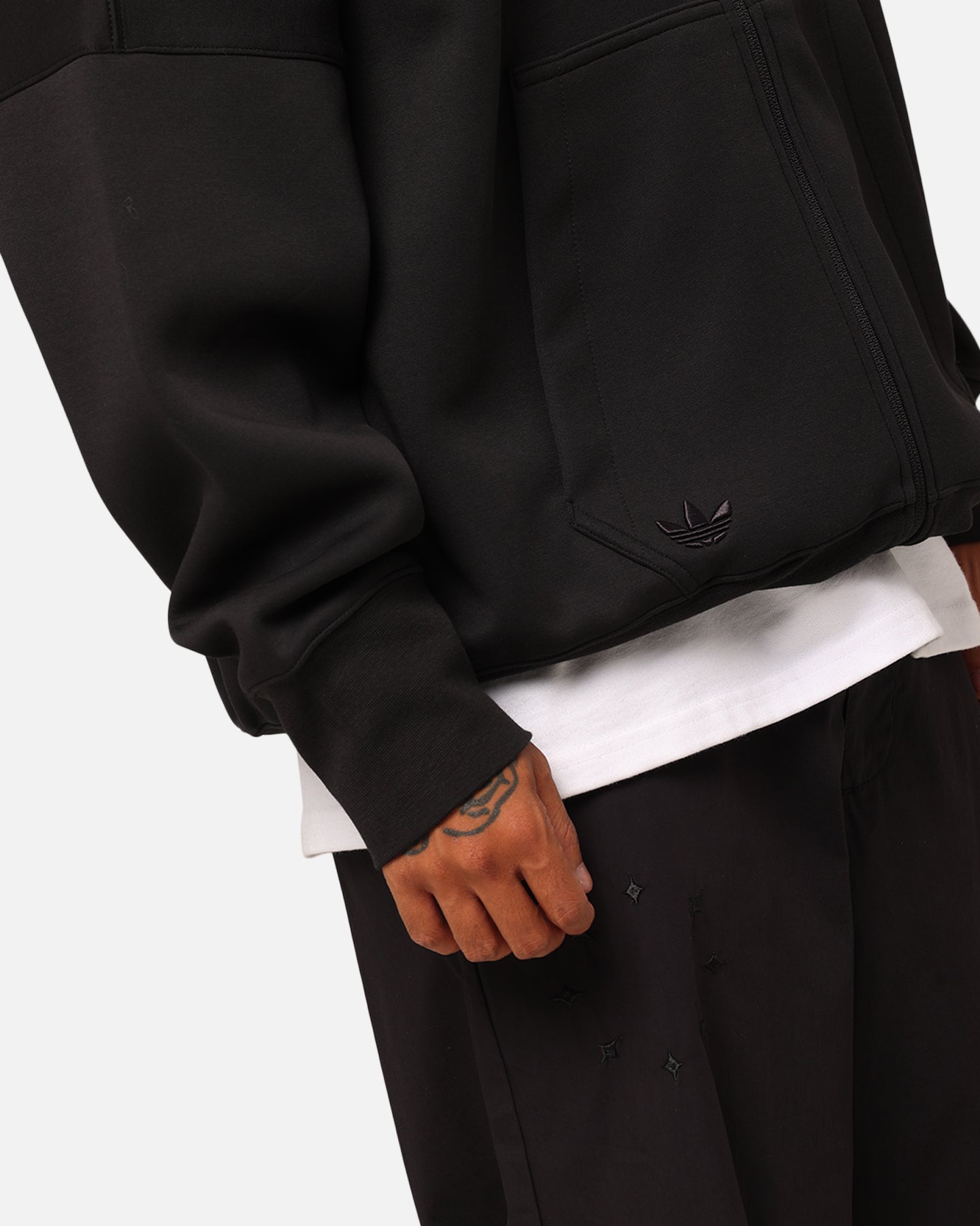 Adidas Street Neuclassics Full Zip Hoodie for Men - Black Athletic Pullover with Front Pockets | Gym, Running & Casual Wear