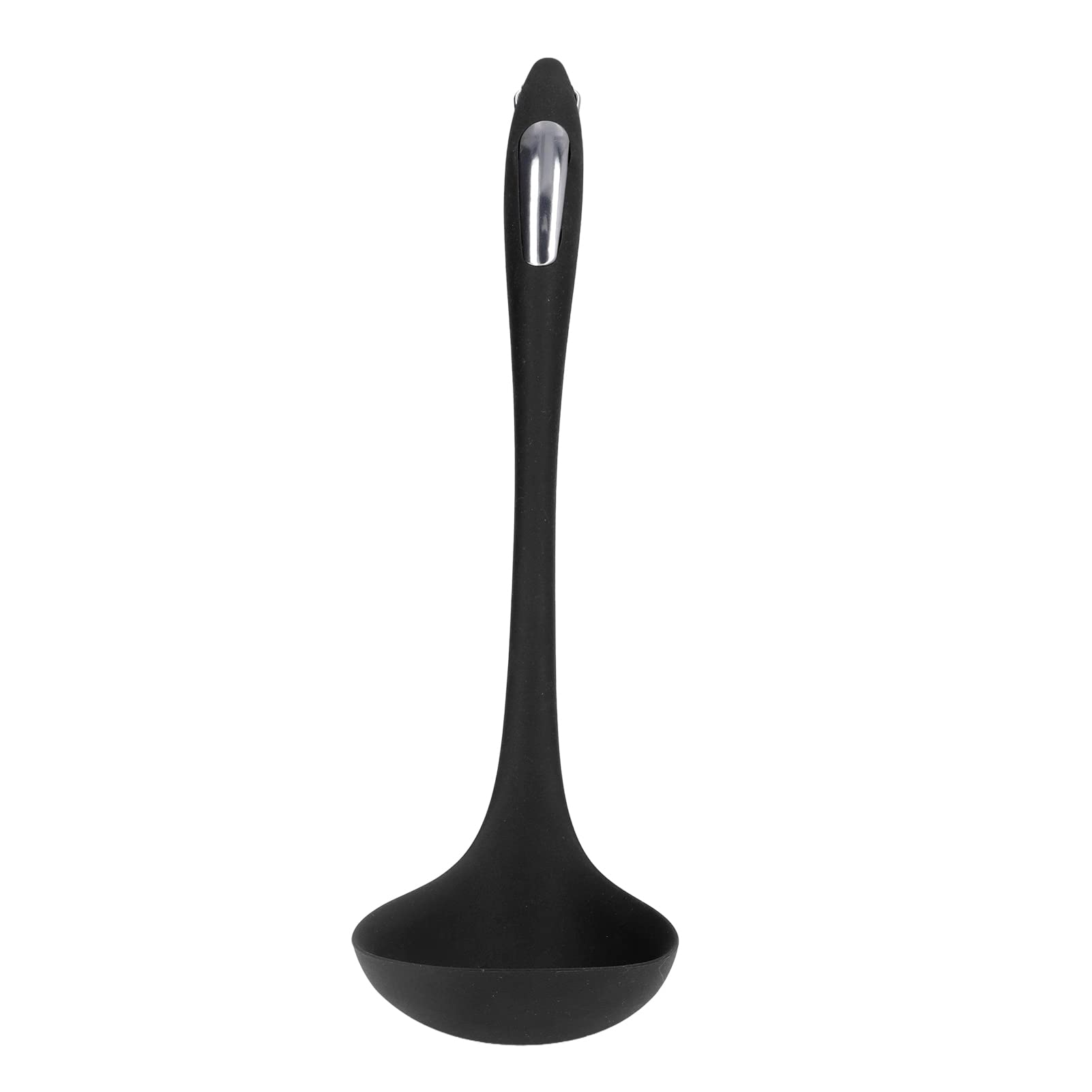 Silicone Kitchen Spoon - Soft, Non-Slip & Space-Saving Cooking Utensil for Family Dining | Ideal for Cooking, Serving & Everyday Kitchen Use (Black)