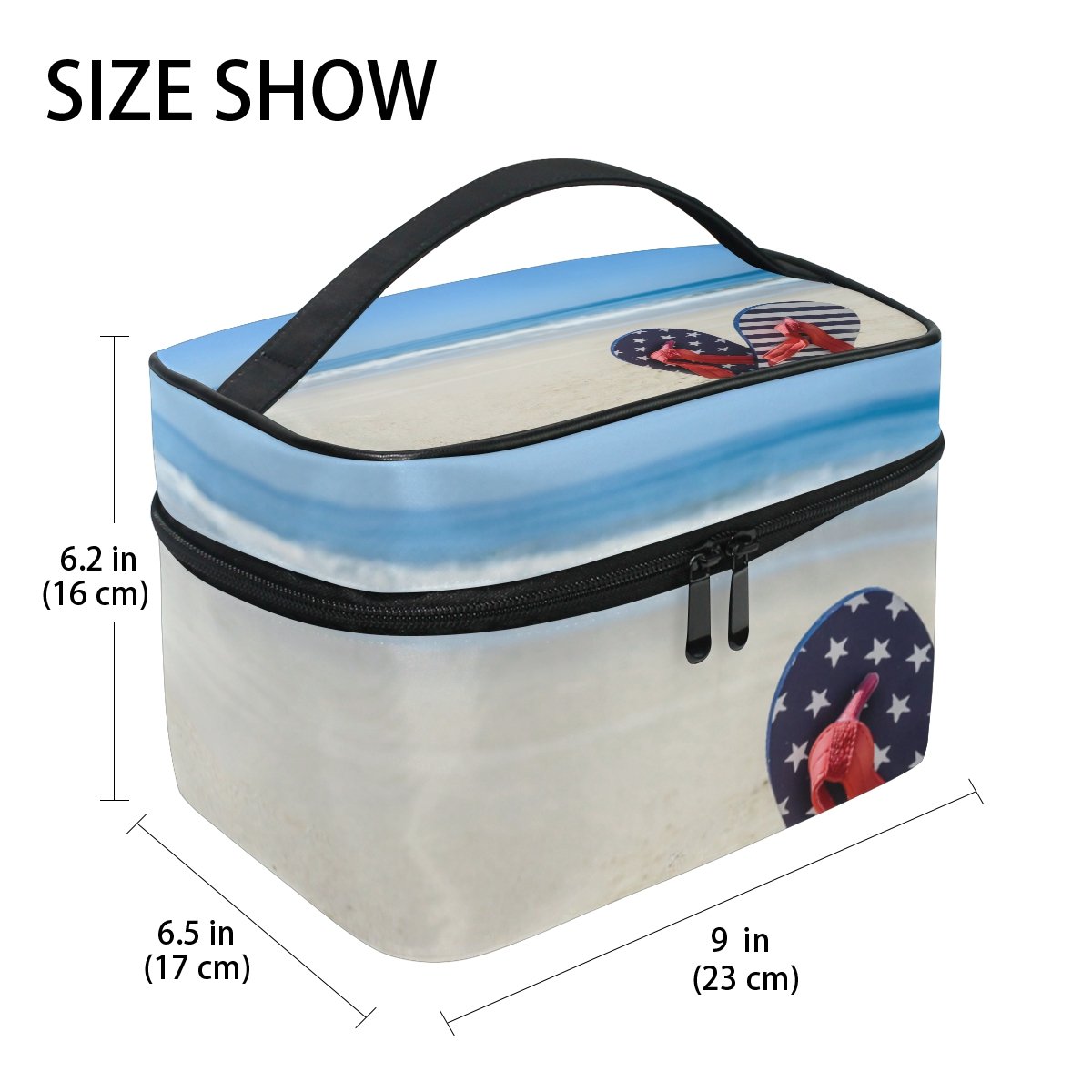Cooper Girl Waterproof Sea Beach Flip Flop Cosmetic Bag - Travel Makeup Train Case Storage Organizer for Women - Perfect for Beach Vacation, Pool Party & Travel Essentials