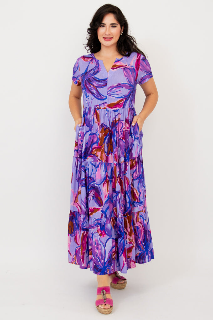 Laurita Dress - Lily Love Floral Print Linen Bamboo Blend Summer Dress for Women | Perfect for Beach Vacations, Weddings & Casual Outings