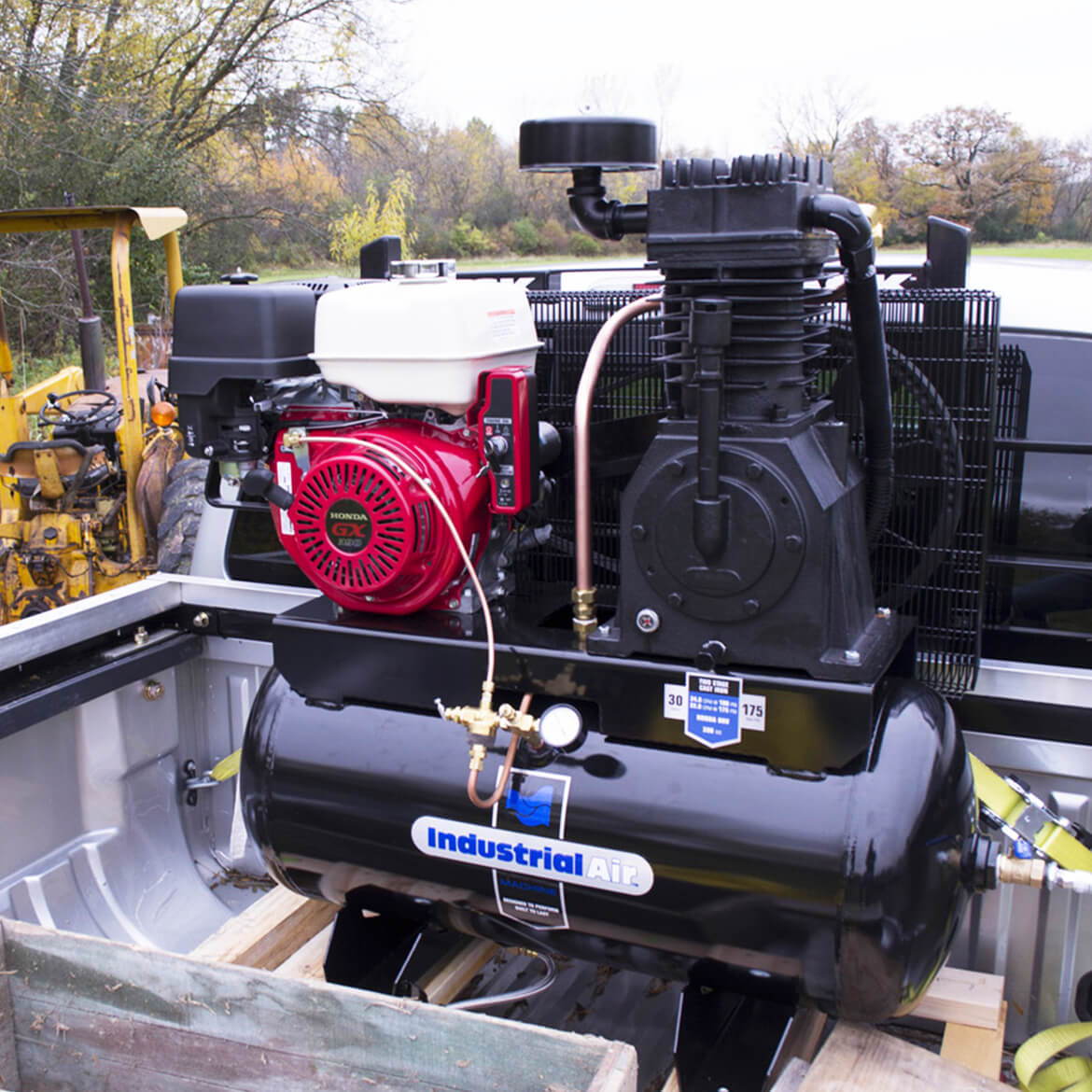 Industrial Air IH1393075 30 Gallon 13 HP Truck Mount Air Compressor with Engine - Heavy Duty for Construction Sites, Auto Shops & Mobile Mechanics