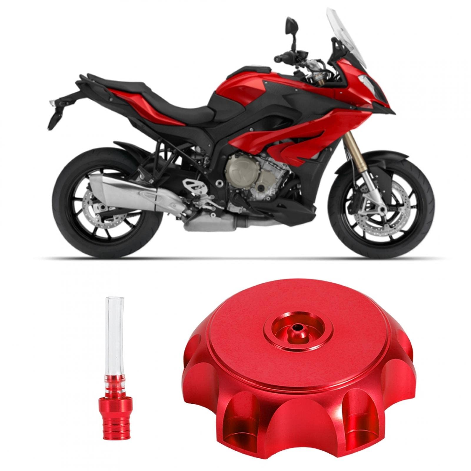 CNC Aluminum Motorcycle Fuel Tank Cap with Breather Vent - Universal Fit for Fuel Tanks (Red) - Durable Gas Tank Cover for Harley, Honda, Yamaha & More - Perfect for Cruisers, Touring Bikes & Street Motorcycles