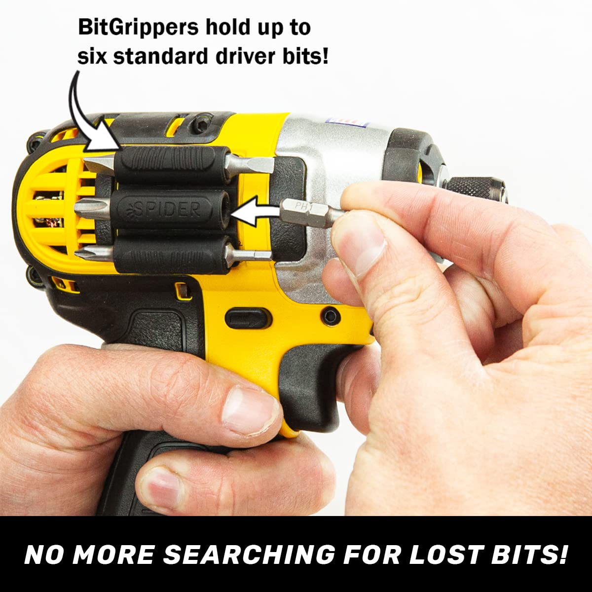 BitGripper V2 Spider Tool Holster - 4-Pack High Strength 3M Adhesive Drill Bit Holder for Power Drills & Drivers - Quick Access to 6 Driver Bits - Perfect for Construction, DIY Projects & Home Repairs