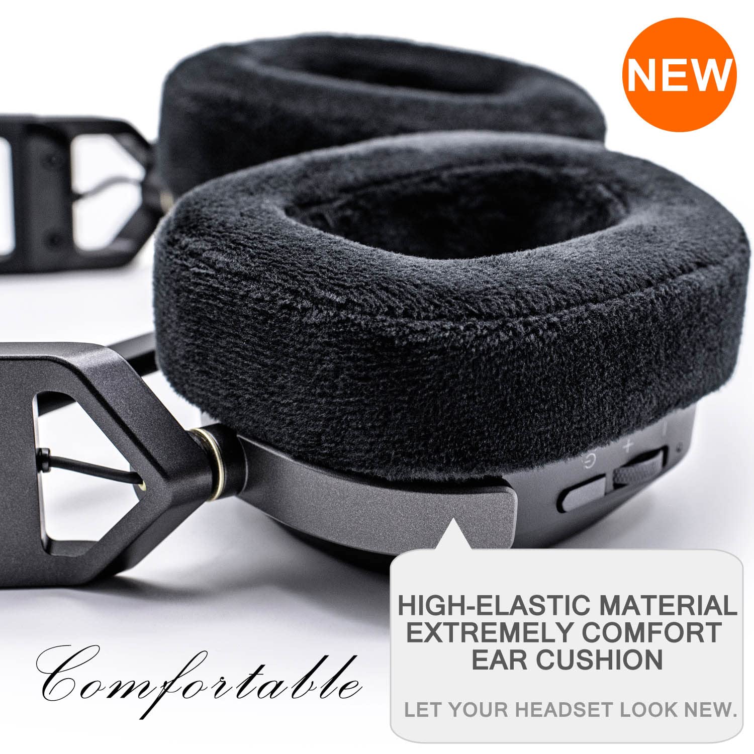 HS80 RGB Wireless Headset Replacement Ear Pads - Black Velour Memory Foam Ear Cushions for Comfort & Noise Isolation - Perfect for Gaming, Music & Long Wear Sessions