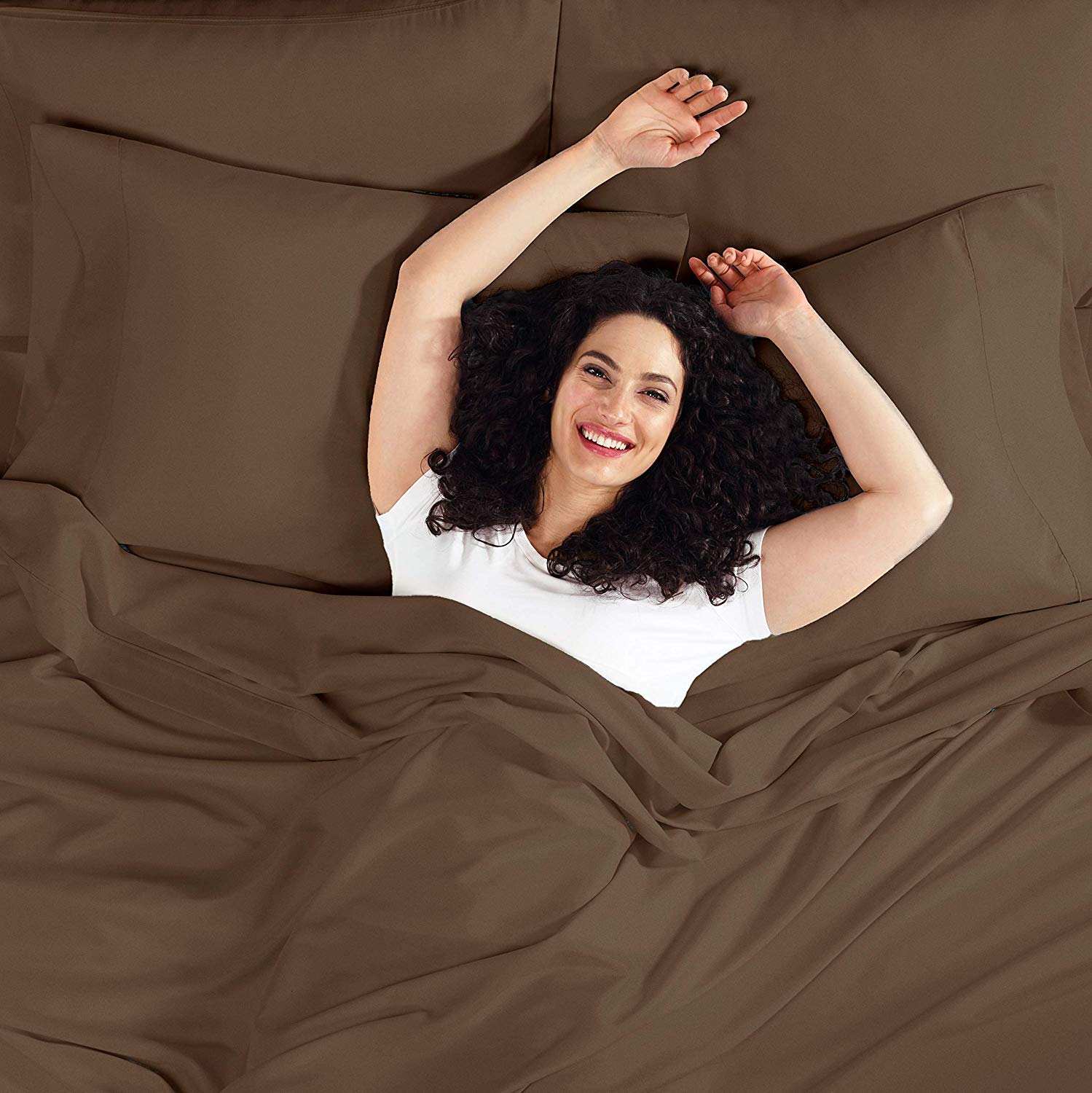 JS Sanders 6-Piece Microfiber Bed Sheet Set - Full Size, Chocolate Brown | Soft Breathable Bedding for Comfortable Sleep | Perfect for Guest Rooms, Dorms & Master Bedrooms