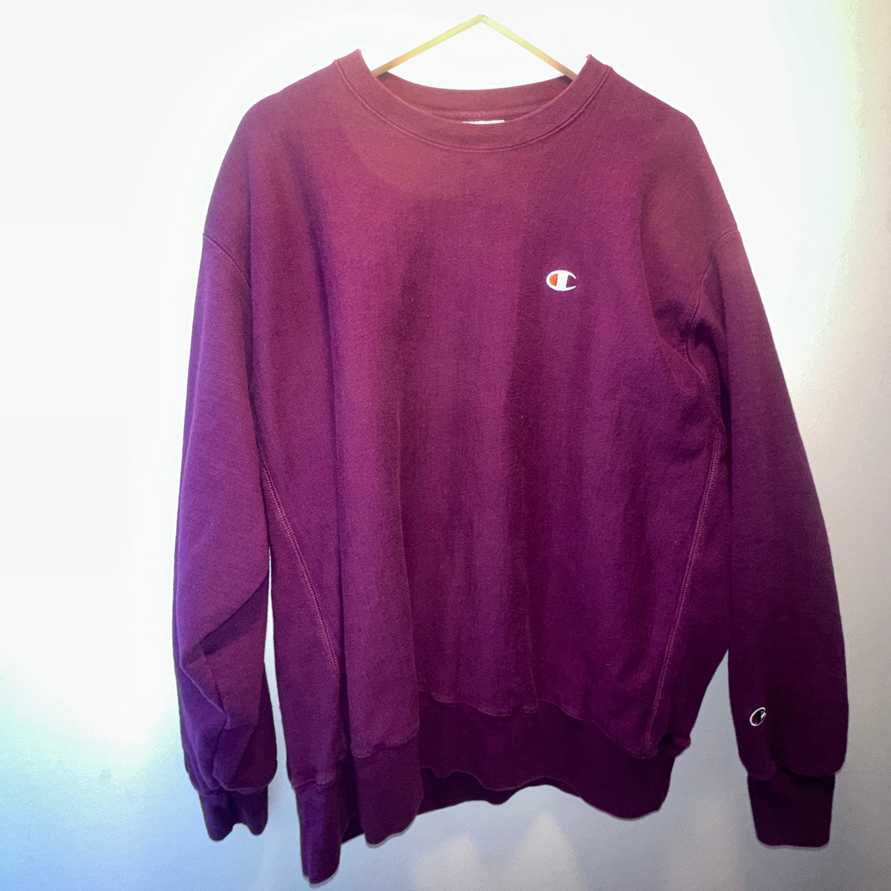 Champion Maroon Crewneck Sweatshirt for Men - 2XL Size, Comfortable & Stylish Casual Wear for Gym, Lounge & Everyday Outfits