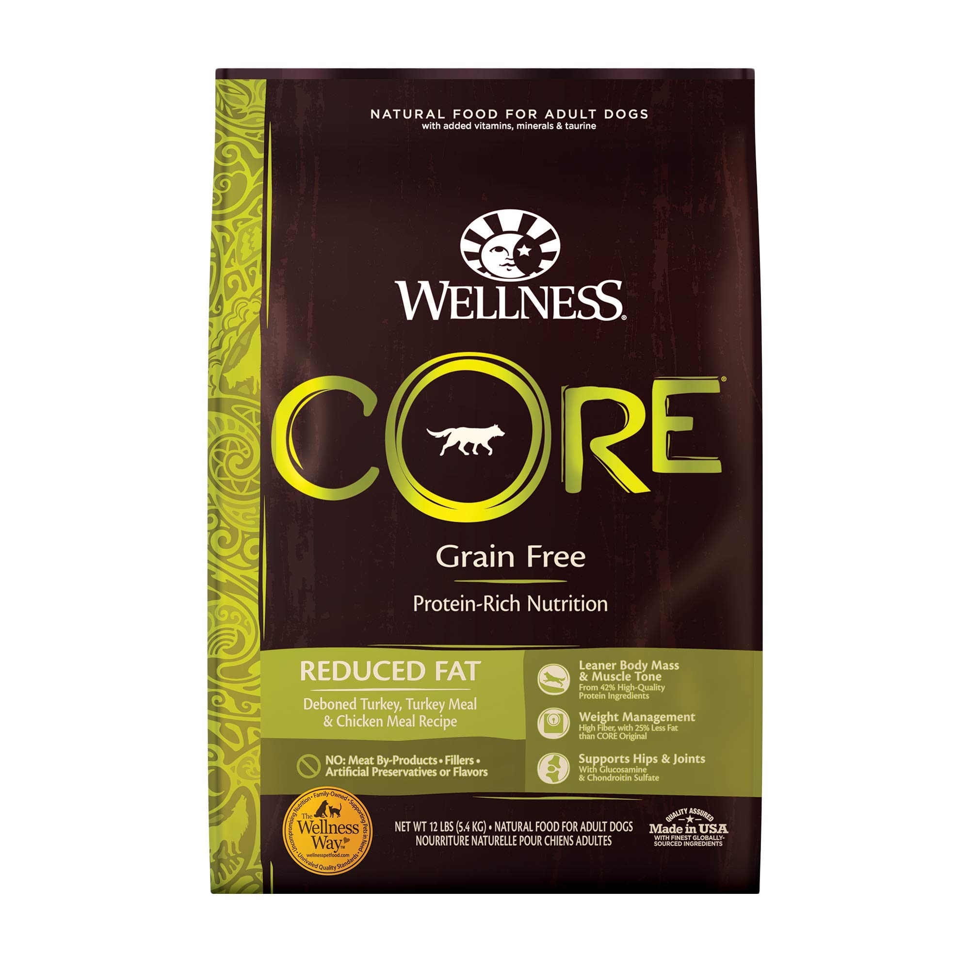 Wellness CORE Grain-Free High-Protein Dry Dog Food for Adult Dogs - Natural Ingredients, Real Meat, Made in USA - Lamb, Ocean, Turkey, Reduced Fat & Wild Game Recipes - Perfect for Active Dogs & All Breeds