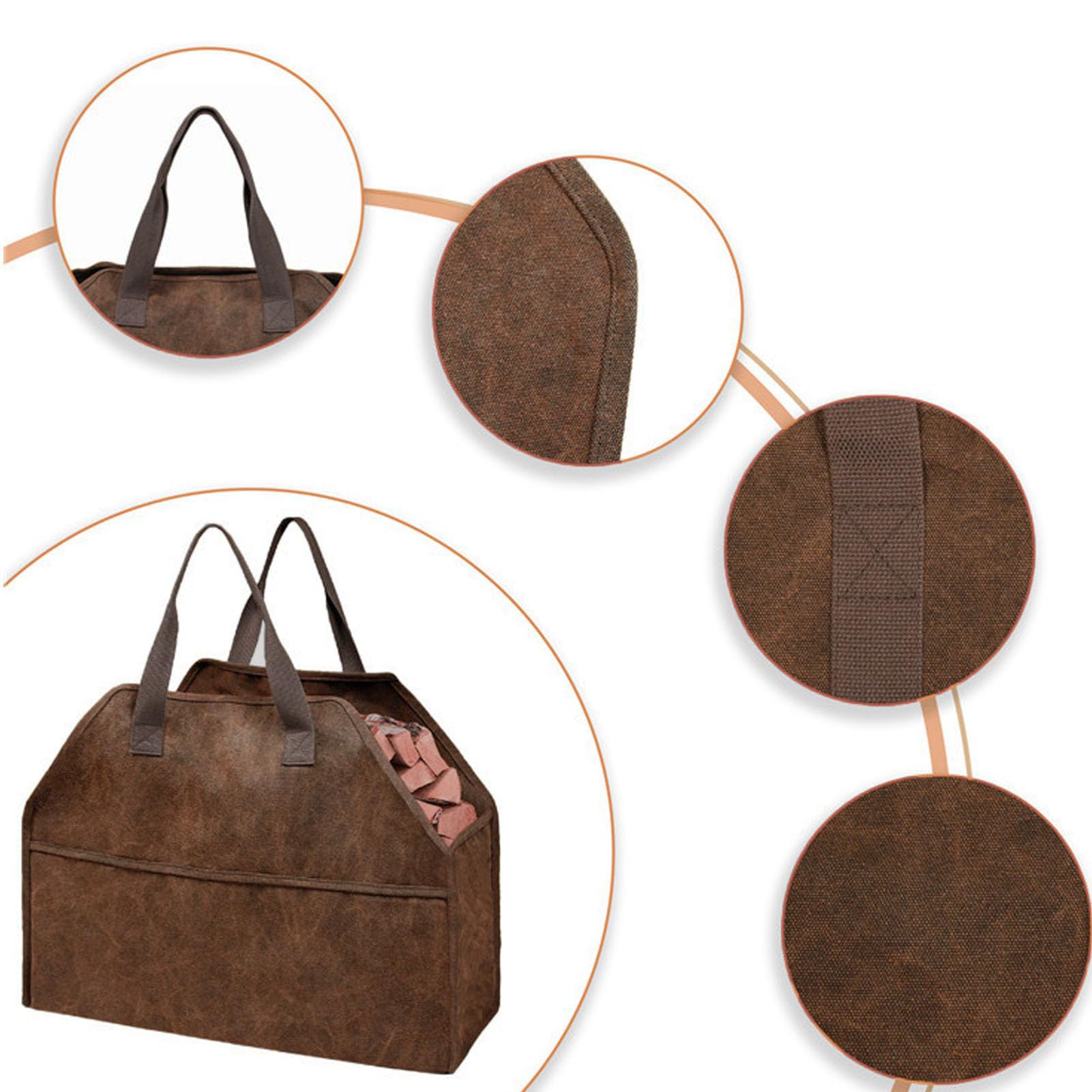 Canvas Firewood Carrier Bag - Large Log Tote with Handles for Indoor/Outdoor Use - Perfect for Fireplace & Camping