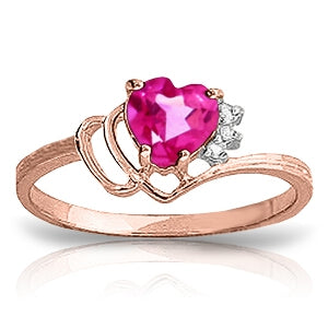 0.97 Carat 14K Solid Rose Gold Dainty Heart Pink Topaz Ring for Women - Elegant Valentine's Day Gift, Anniversary Jewelry, Everyday Wear