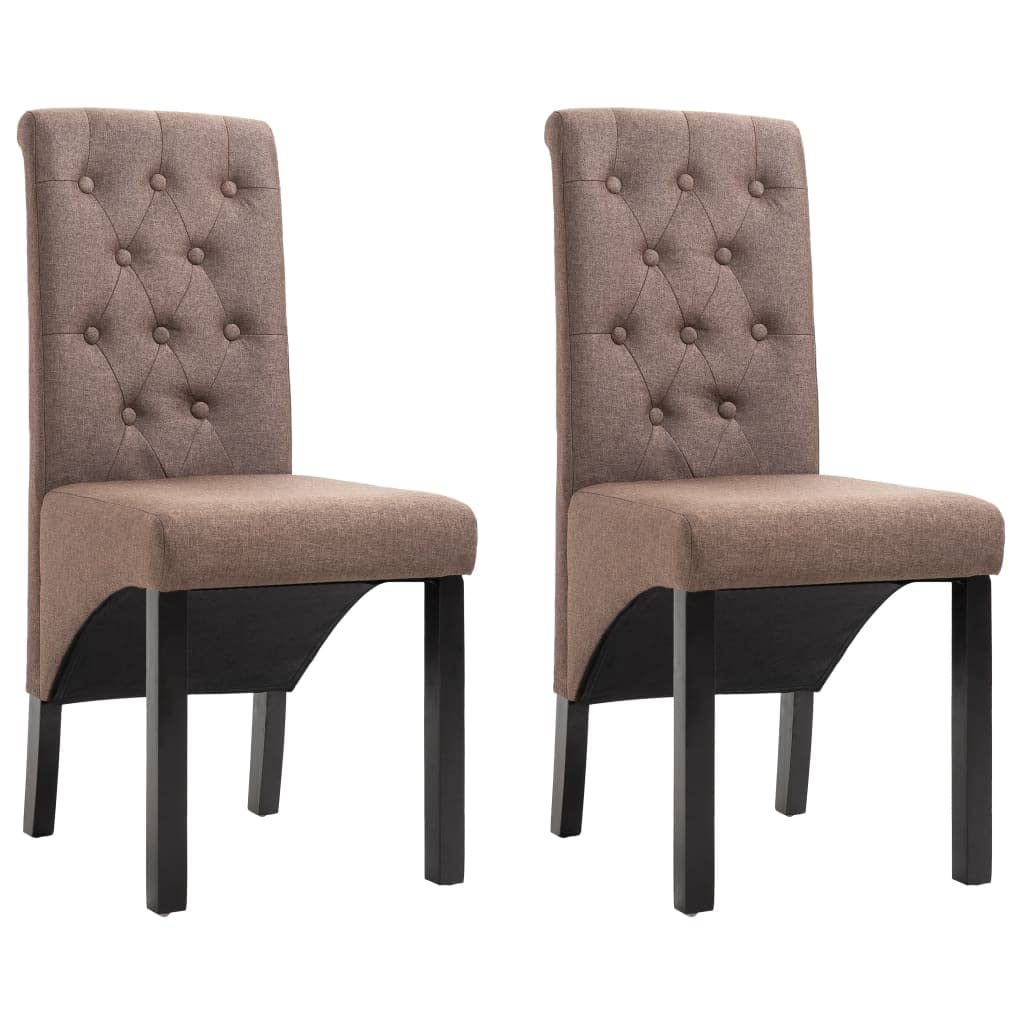 2 Pack Brown Fabric Dining Chairs - Comfortable Kitchen Chairs Set for Dining Room, Living Room, Bedroom, Restaurant | Modern Home Decor & Office Seating Solution