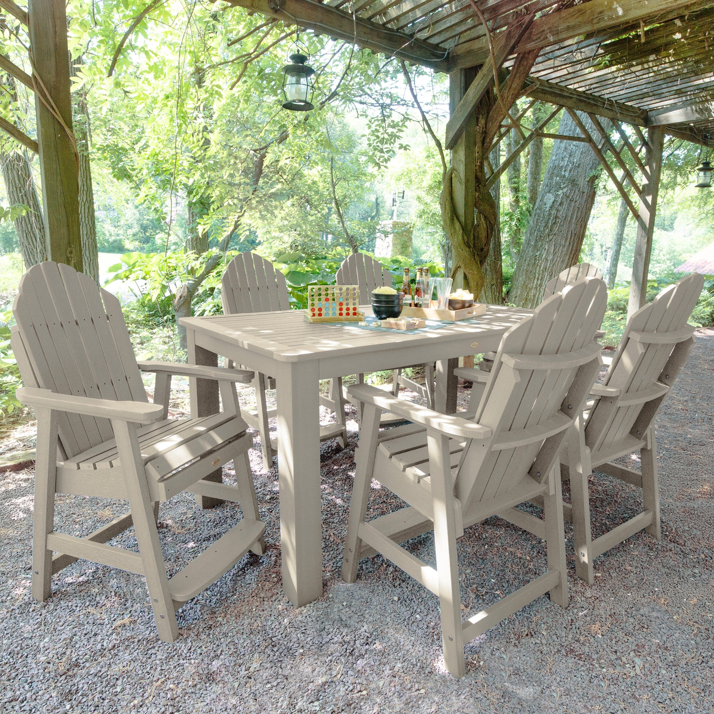 Premium Hamilton 7-Piece Rectangular Outdoor Dining Set - 42 x 72 Inches Counter Height - Perfect for Patio, Backyard & Garden Entertaining
