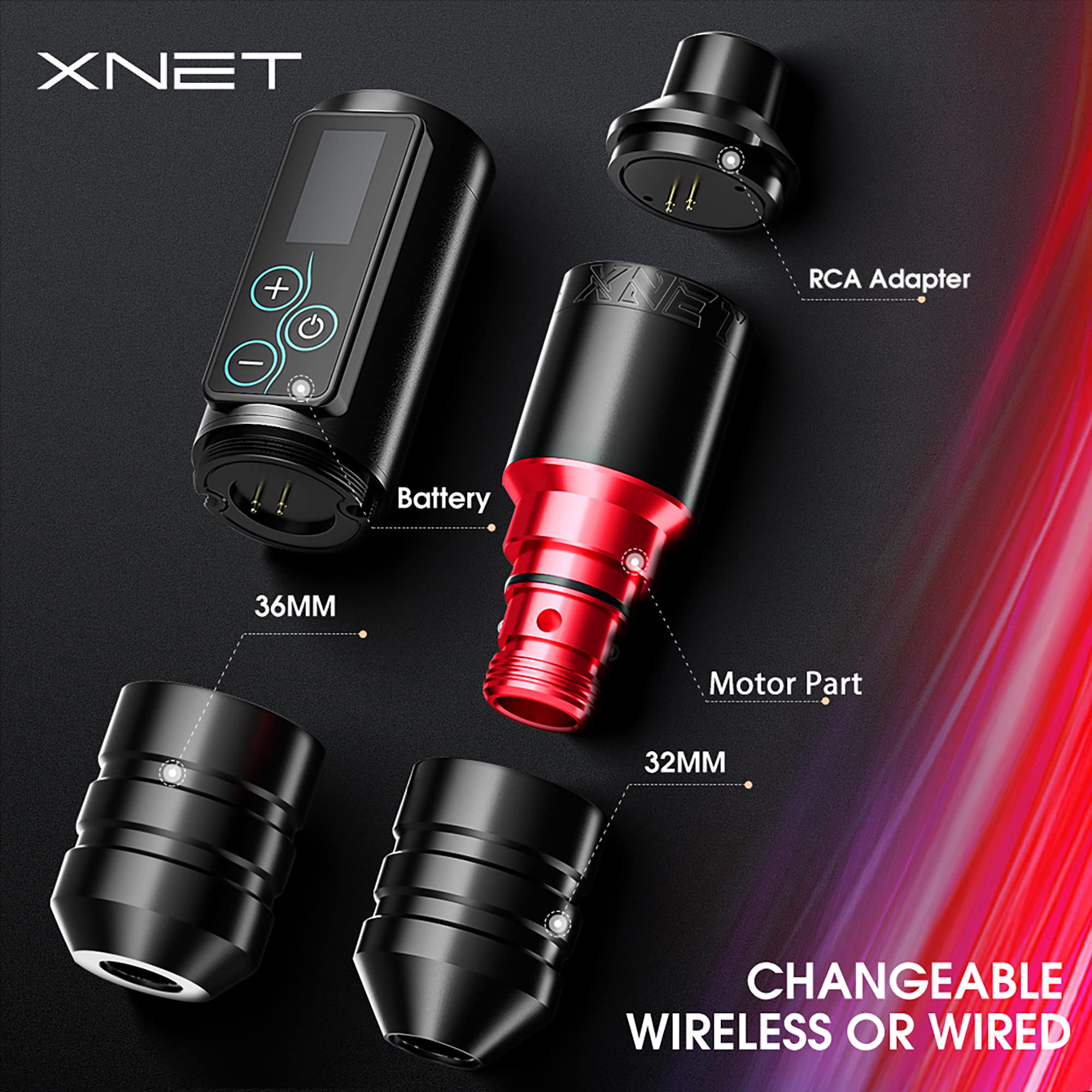 Xnet Vane Wireless Tattoo Machine - Professional Rotary Tattoo Pen with Brushless Motor, 2400mAh Battery, LED Touch Screen Display & 2 Extra Batteries for Tattoo Artists | Perfect for Studio Work & Professional Tattooing