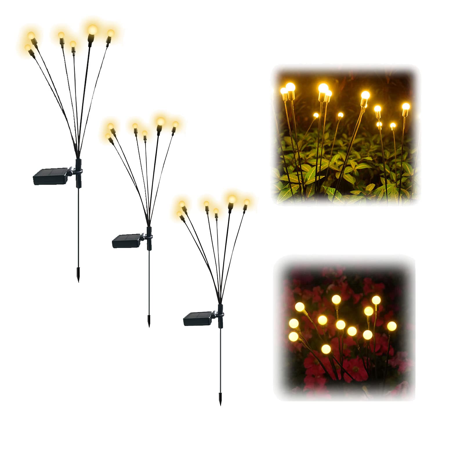 Solar Firefly Lights Outdoor - Waterproof Wind Swaying Garden Decor (3pcs) for Patio & Yard
