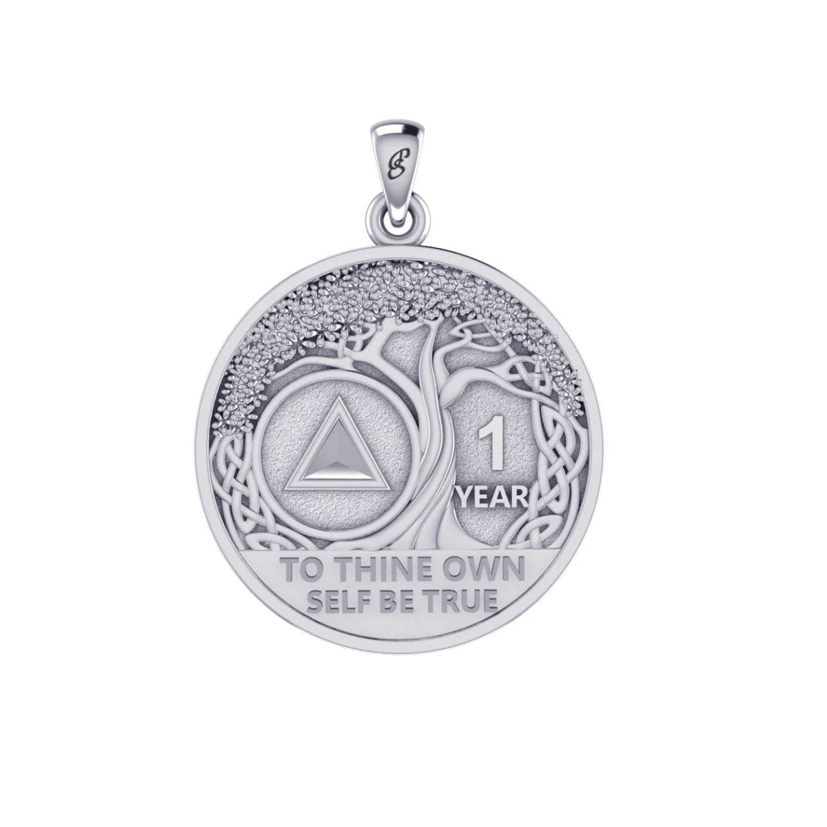 Tree of Life Sterling Silver Coin Pendant - Double Sided AA Recovery Jewelry TPD6334 for Meditation, Yoga & Spiritual Healing