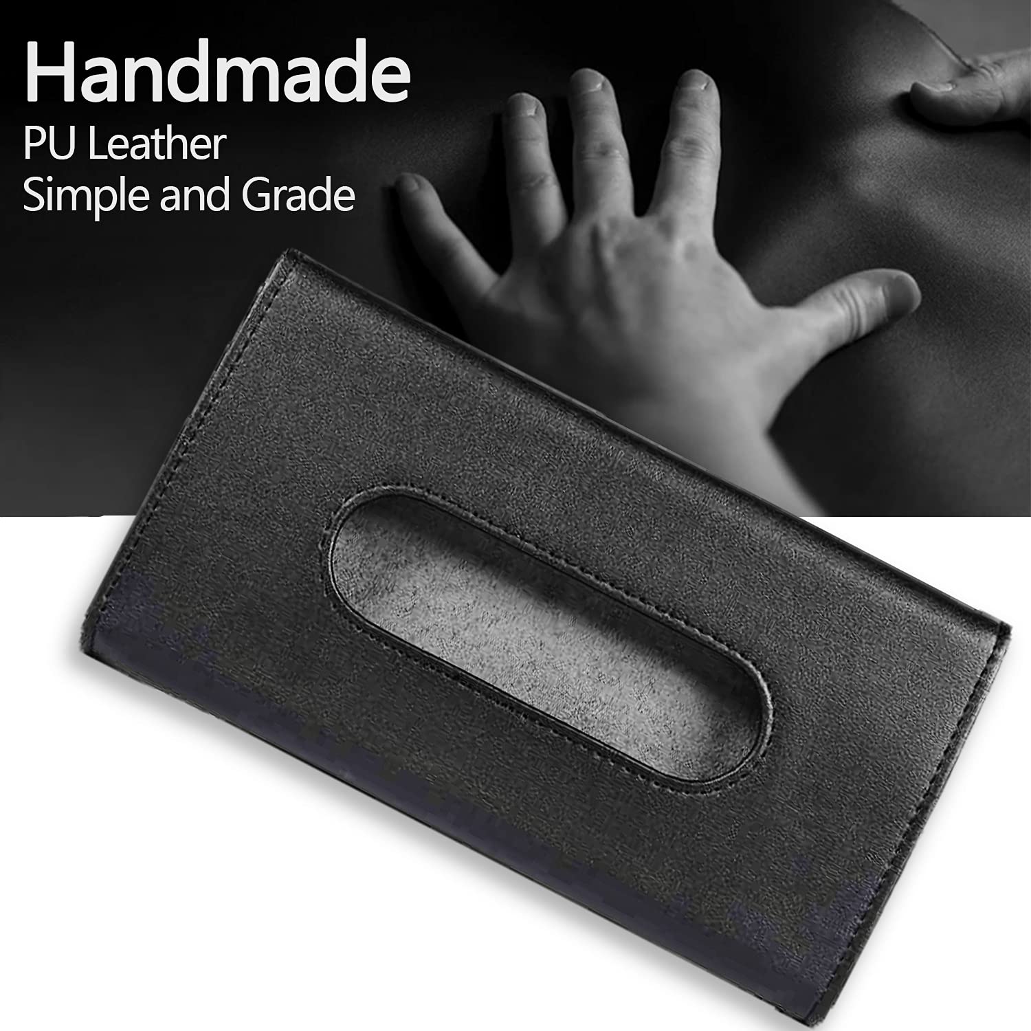 Premium Leather Car Tissue Dispenser & Sun Visor Napkin Holder - Luxury Car Accessory for Road Trips, Commuting & Everyday Use