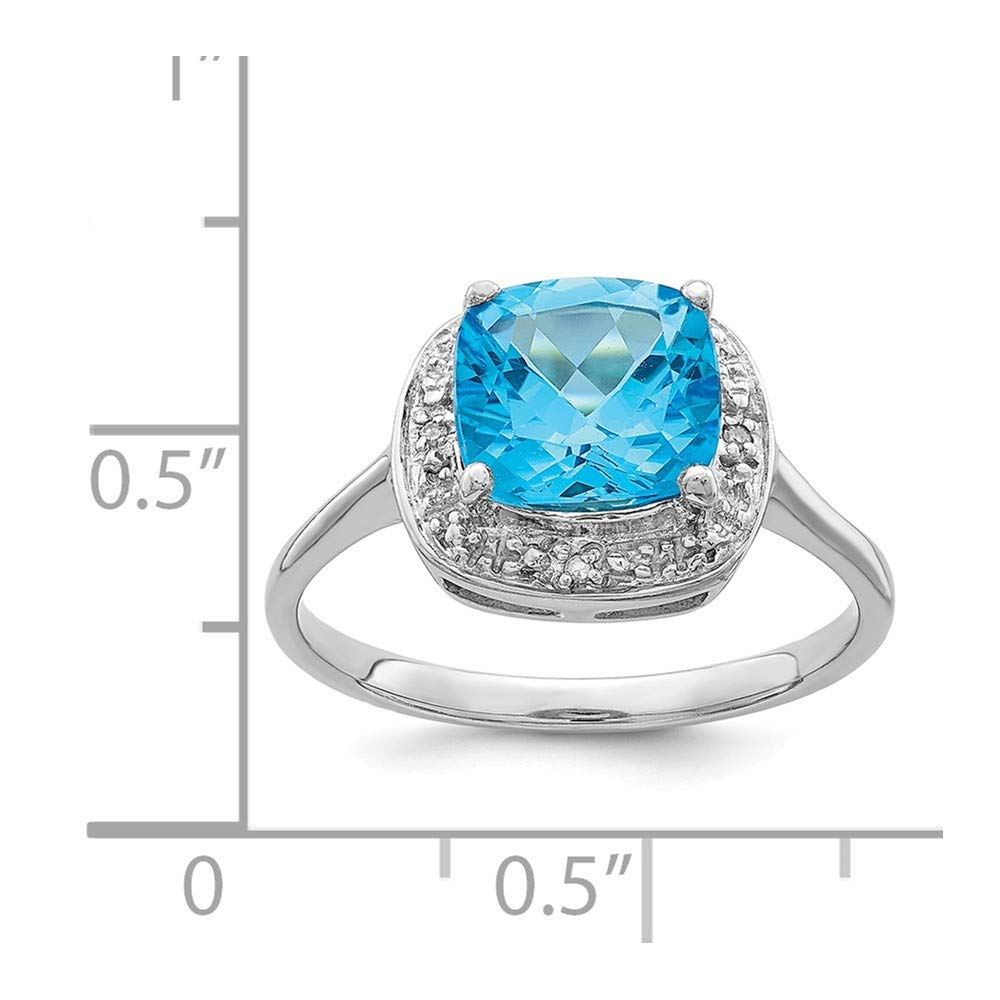 925 Sterling Silver Diamond & Blue Topaz Ring for Engagement & Gifts
