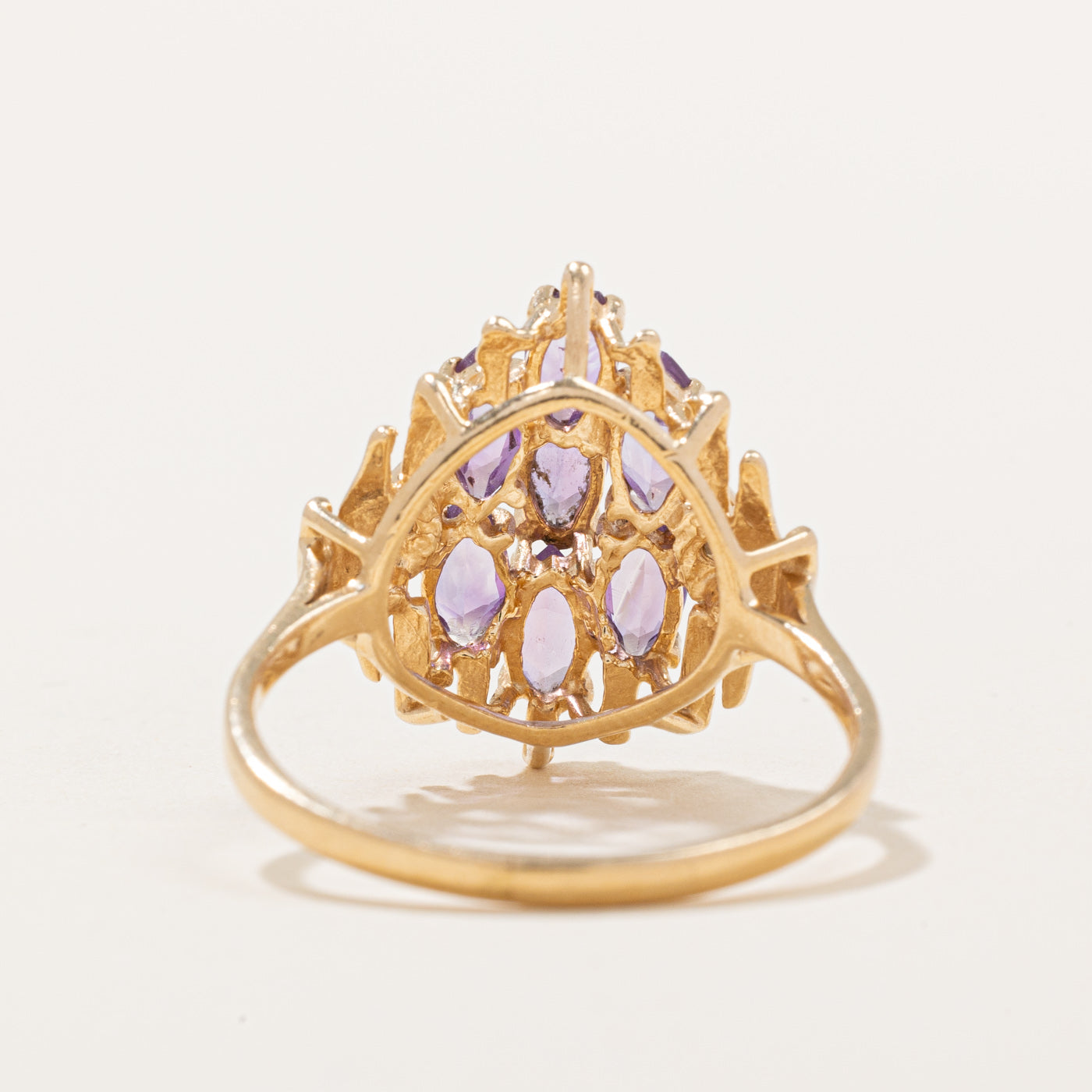 1.00ctw Amethyst & Diamond Cocktail Ring (0.02ctw Diamonds) - Size 8.75 | Elegant Evening Wear, Wedding Jewelry & Special Occasion Gift for Women