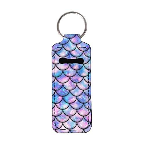 Fish Scale Print Chapstick Holder Keychain - 2 Pack for Lanyards & Bags