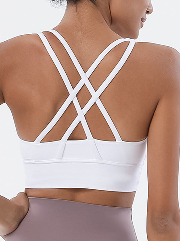 ZASUWA Women's U Neck Cross Back Quick Dry Seamless Sports Bra - Perfect for Yoga, Running & Gym Workouts