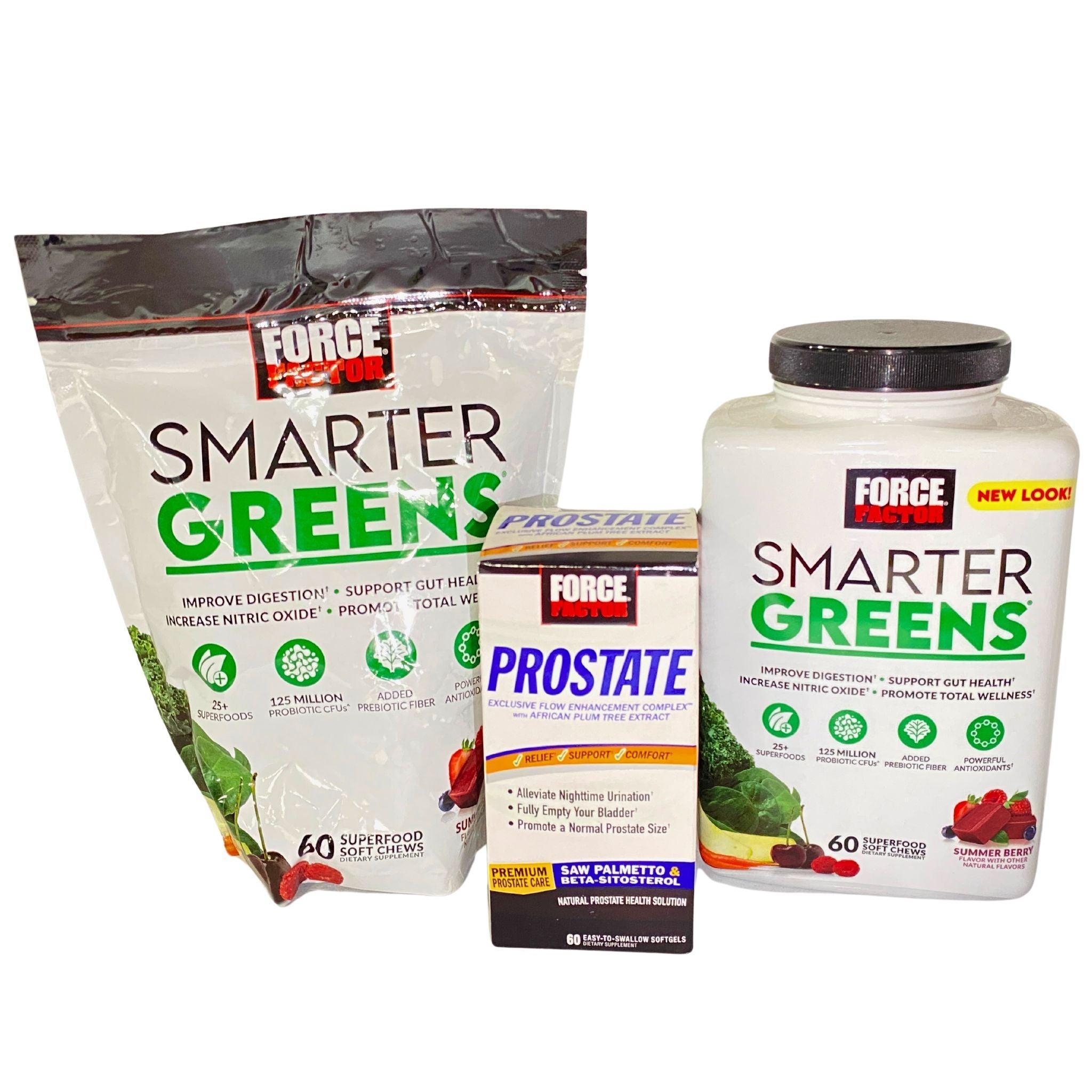 Force Factor Smarter Greens Soft Chew & Prostate Softgels - 35 Count - Superfood Supplement for Men's Health & Energy - Supports Immune System & Prostate Function - Perfect for Busy Professionals & Active Lifestyles