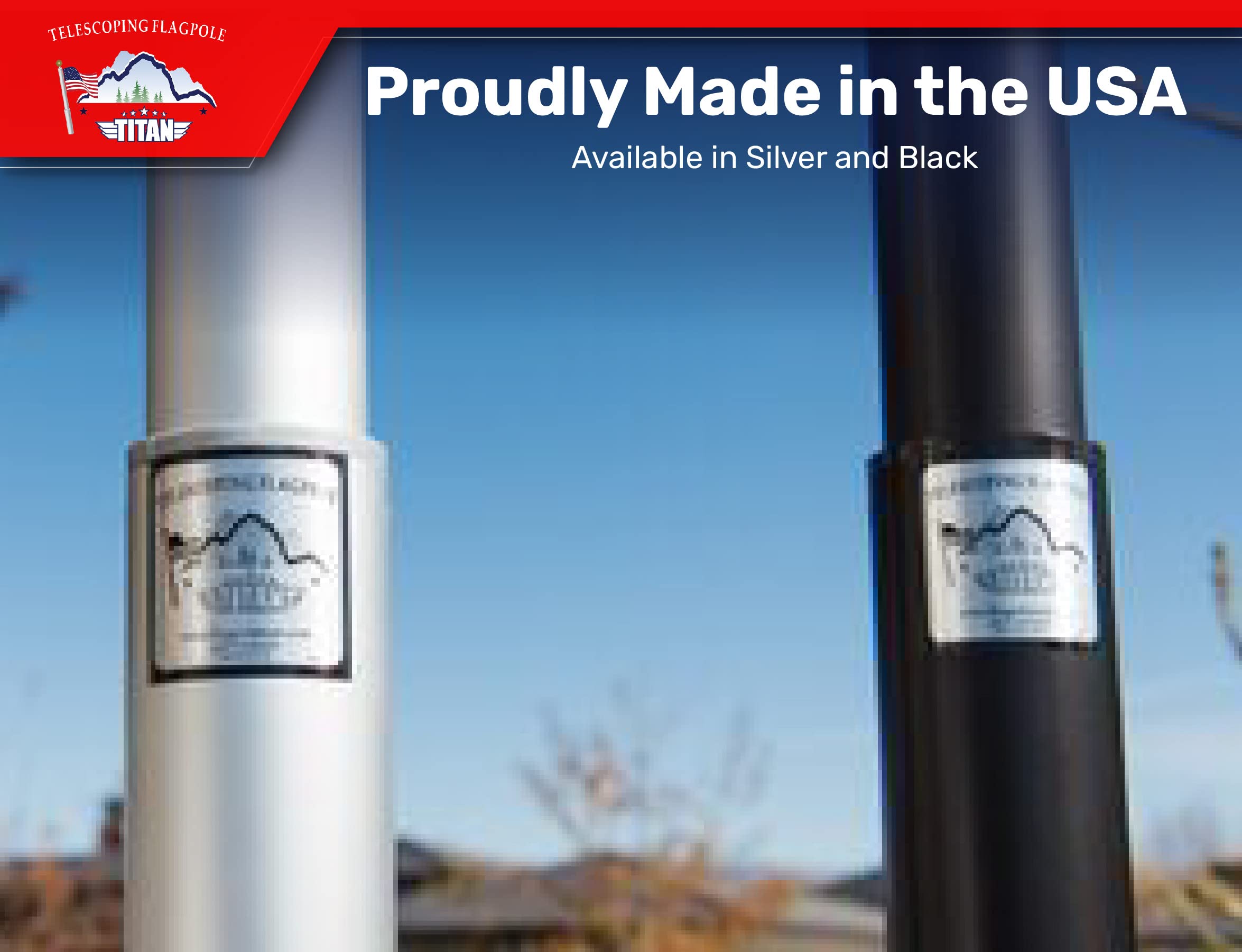 15ft Heavy Duty Telescoping Flag Pole Kit - Anodized Aluminum Silver Flagpole Made in USA with 3x5 American Flag & Dual Flag Hardware | Perfect for Residential, Commercial & Patriotic Events