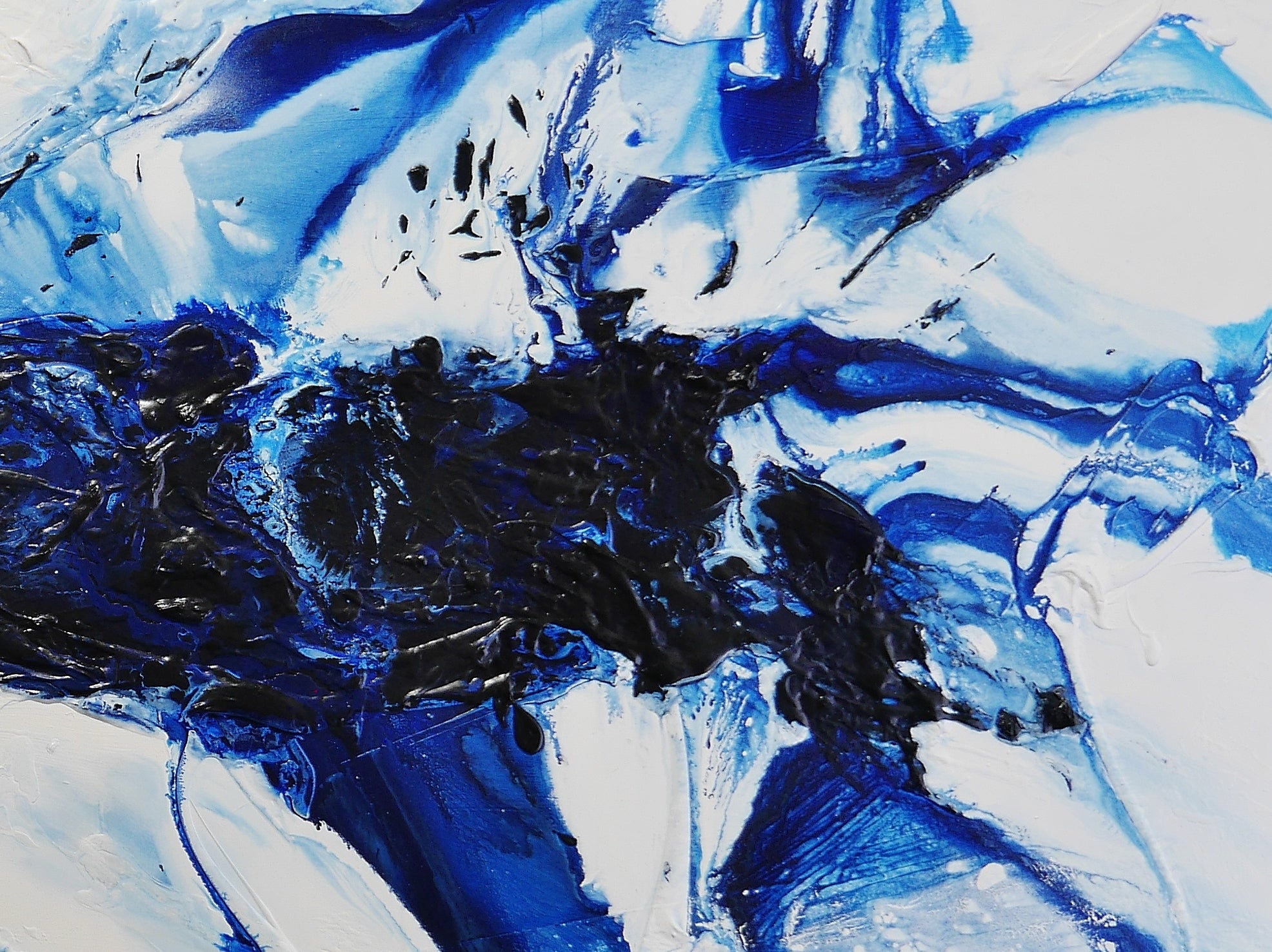 Navy White Textured Abstract Painting 240cm x 100cm - Modern Large Wall Art for Living Room, Bedroom & Office Decor
