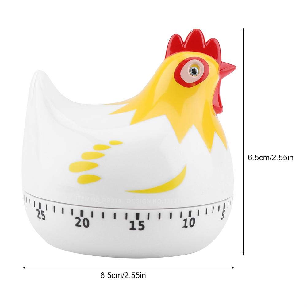 Digital Kitchen Timer - Cute Chicken Shape Mechanical Alarm Countdown Clock for Cooking, Baking, Sports & Office (55 Minutes, White) | Perfect for Home Chefs, Bakers & Time Management