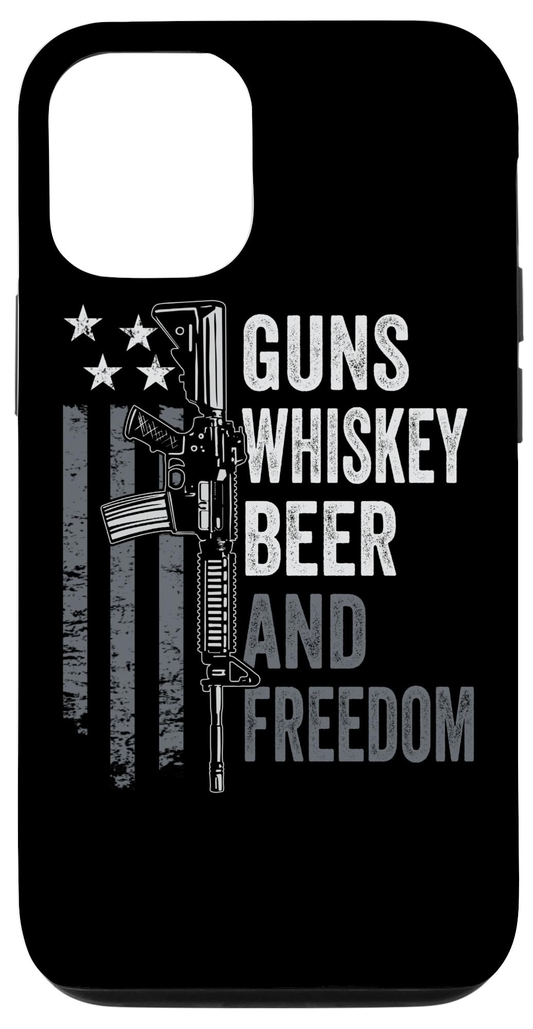 Funny iPhone 12/12 Pro Case - Guns, Whisky, Beer & Freedom Design for AR15 Gun Owners | Perfect for Shooting Ranges, Hunting Trips & Patriotic Events