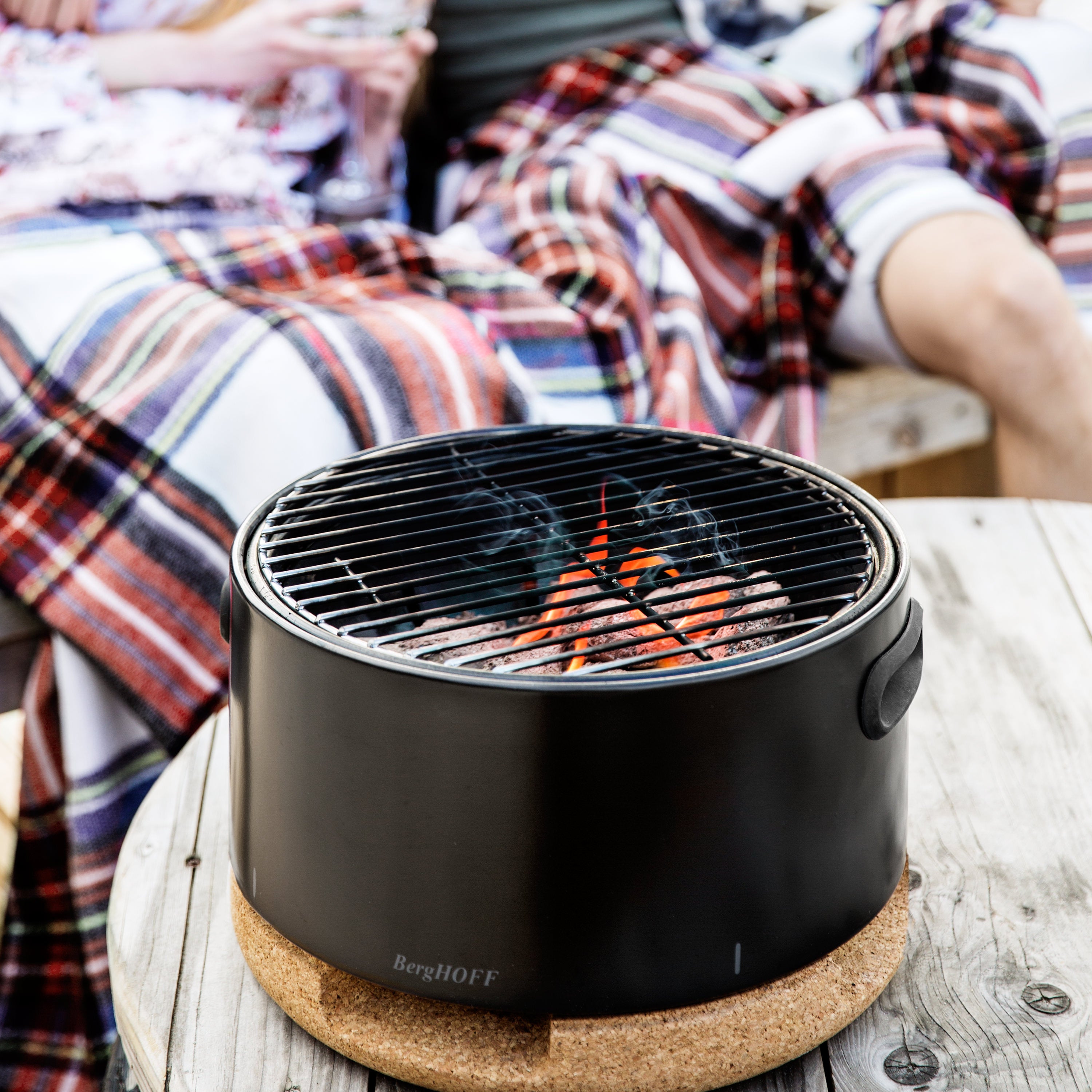 BergHOFF Leo Portable Tabletop Charcoal Grill for Outdoor Cooking - Compact Black BBQ Grill for Camping, Picnics, Backyard & Tailgating Parties