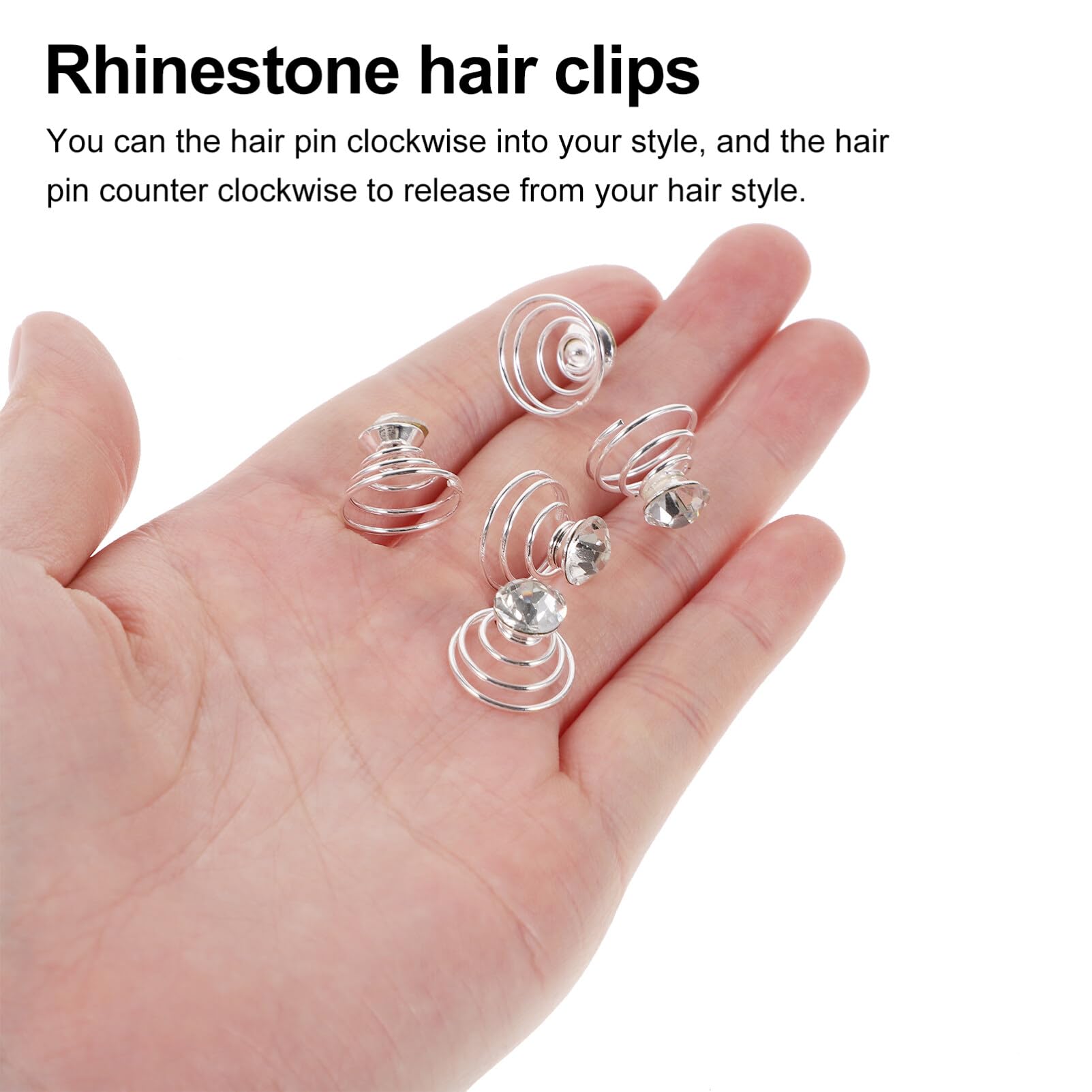 LALAFINA 12Pcs Rhinestone Spiral Hair Pins - Swirl Hair Clips, Twists & Coils for Women - Sparkling Diamond Hair Jewelry for Wedding, Prom, Party & Everyday Styling