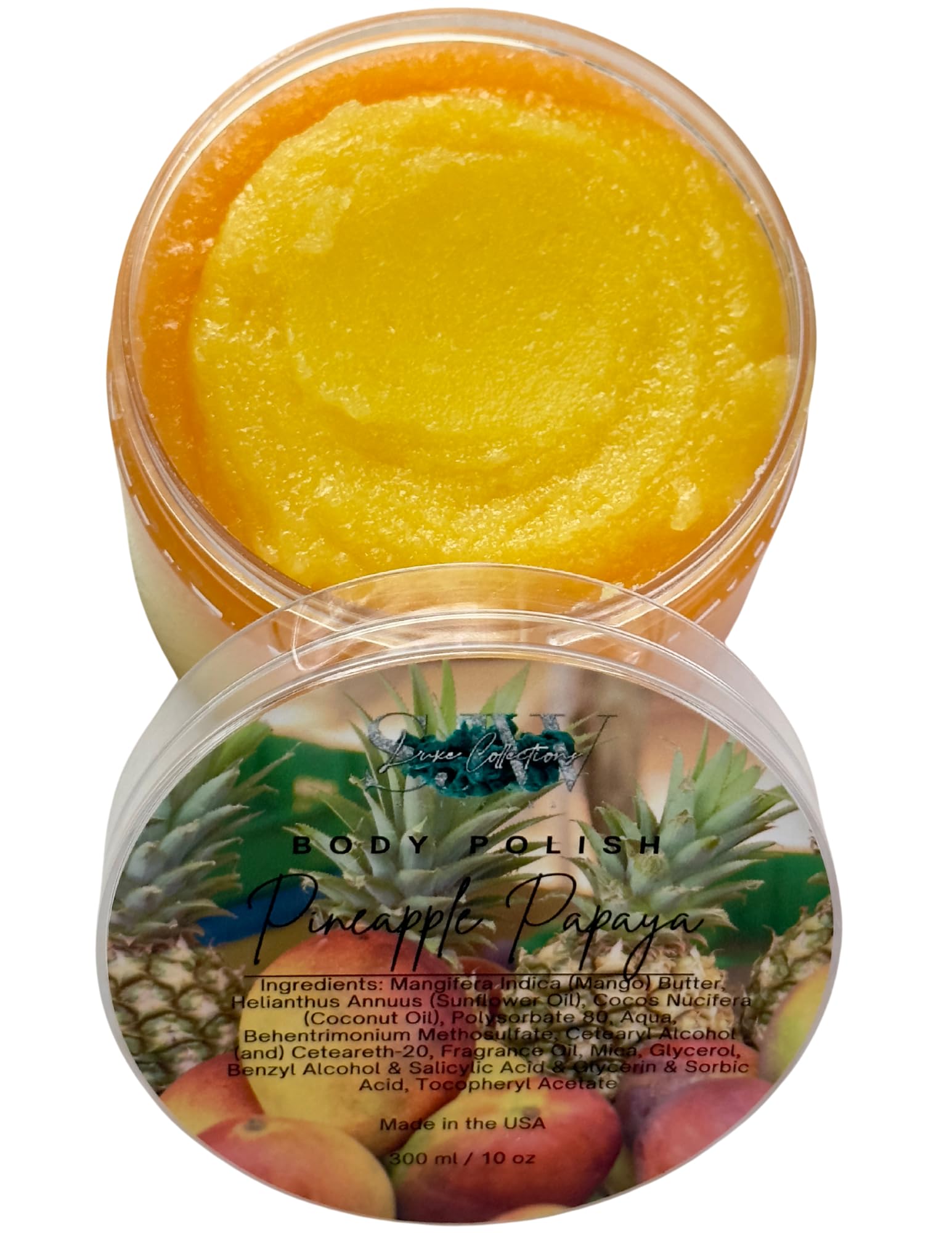 Exfoliating Pineapple Papaya Body Scrub for Smooth Skin - Natural Fruit Enzyme Face & Body Scrub for Dry Skin, Acne & Ingrown Hairs - Perfect for Spa Day, Self Care & Gift Giving