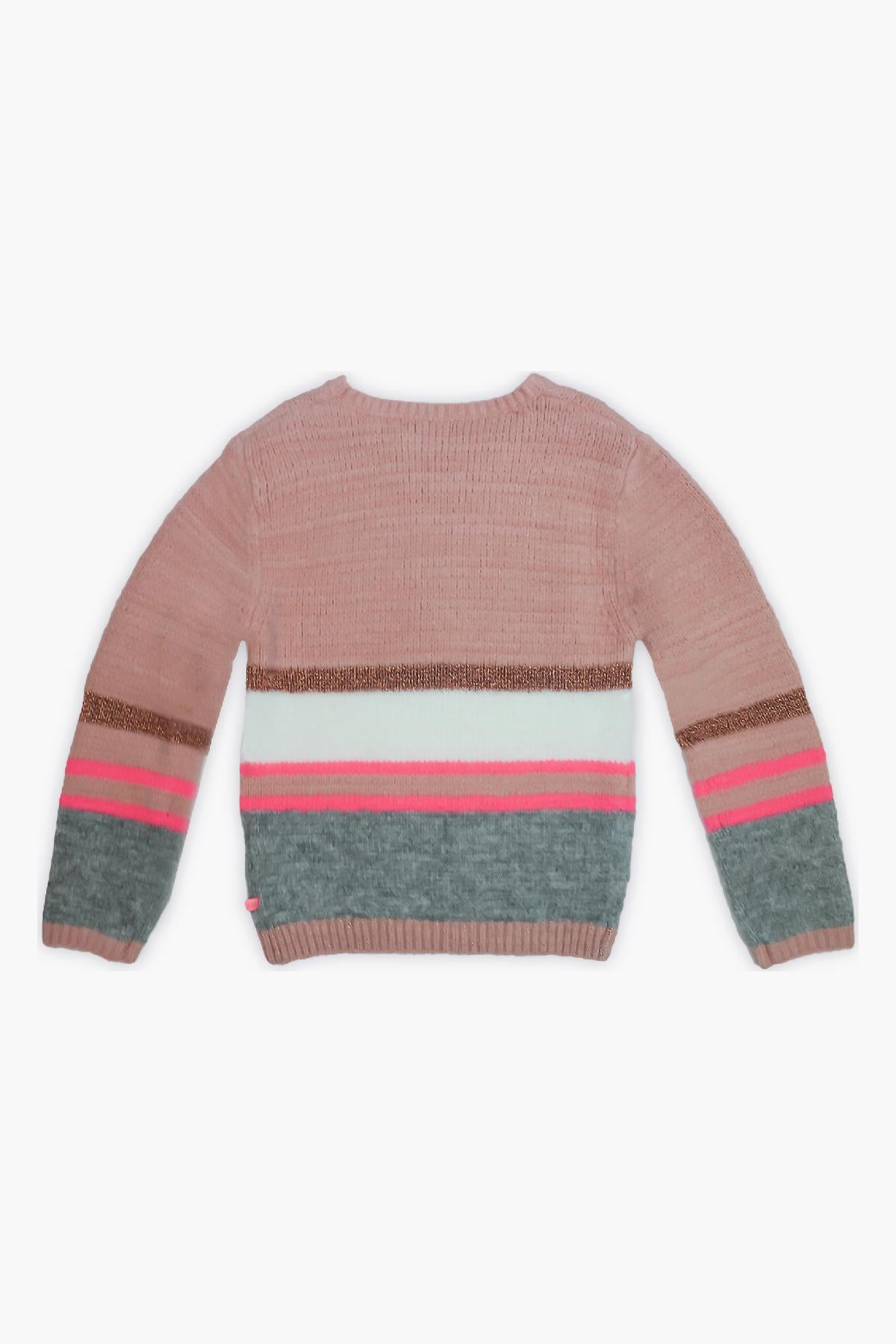 IKKS Rose Pink Girls Sweater - Soft Cotton Knit Pullover for Girls | Cute Casual Wear for School, Playdates & Family Outings