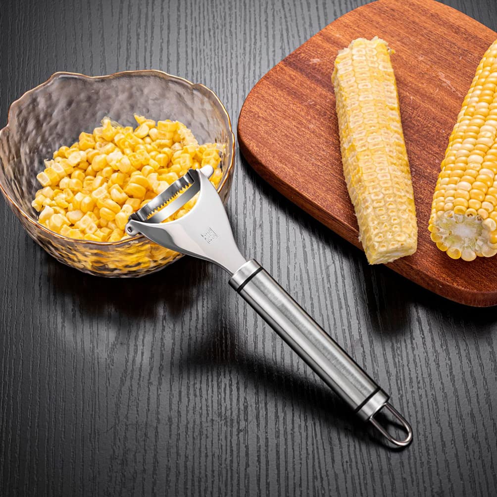 FAVOMOTO Stainless Steel Corn Planer & Cob Thresher Tool - Efficient Corn Cutter & Peeler for Kitchen - Perfect for Fresh Corn Preparation, Grilling, and Meal Prep