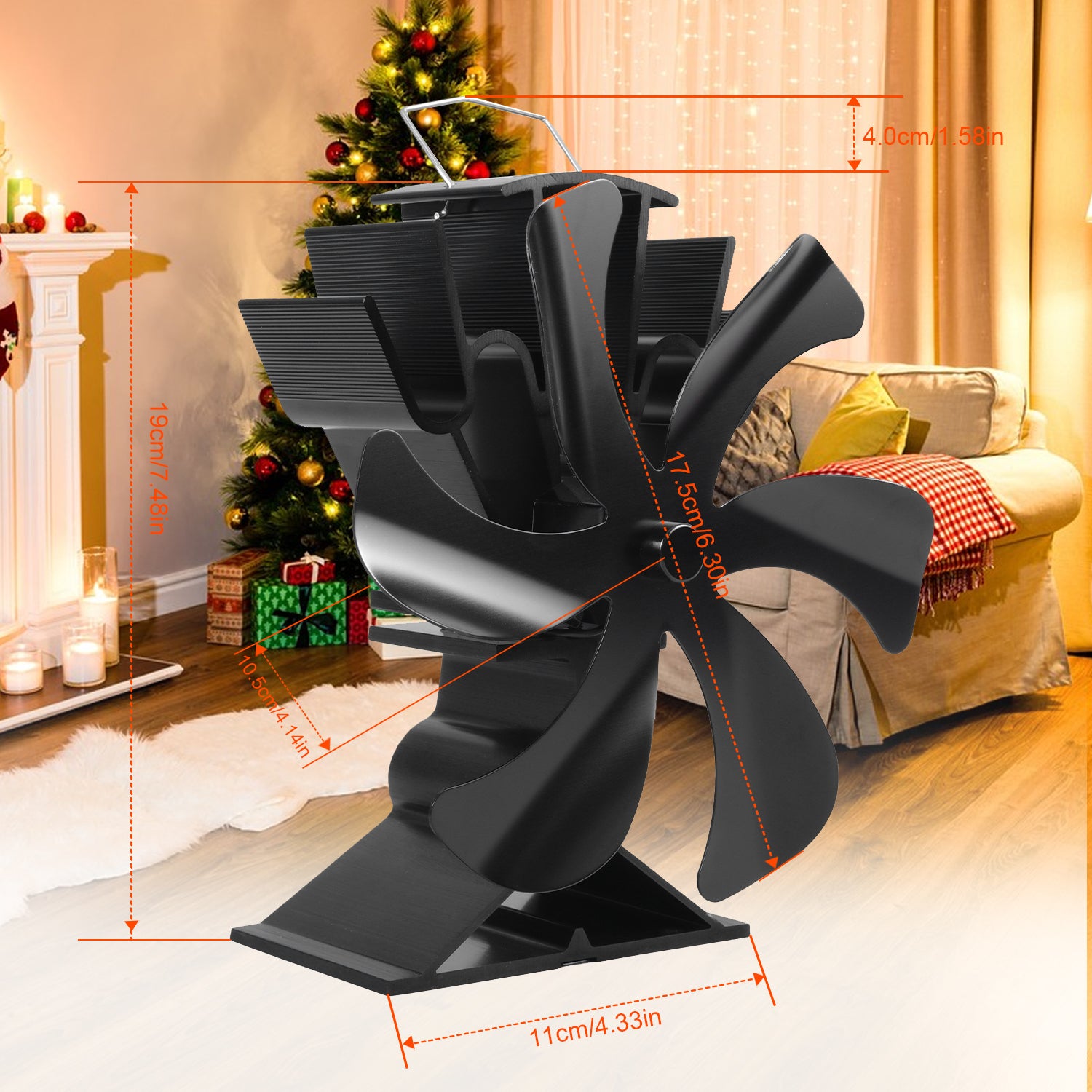 VODA Heat Powered Wood Stove Fan with Bracket - Eco-Friendly Silent Blower for Wood Stove, Pellet Stove, Fireplace & Buddy Heater - Perfect for Home Heating & Energy Efficiency