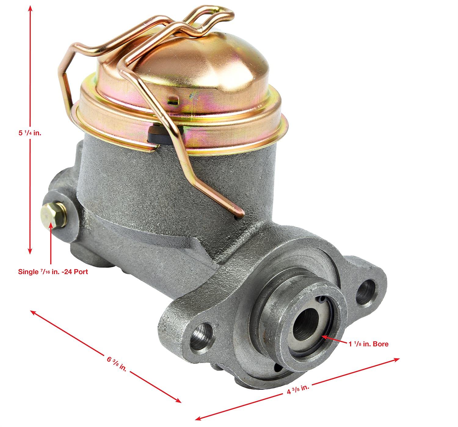 JEGS 631492 Cast Iron Master Cylinder with Single Reservoir - GM Mounting Compatible for Chevy, GMC, Buick - Perfect for Brake System Upgrades & Classic Car Restoration