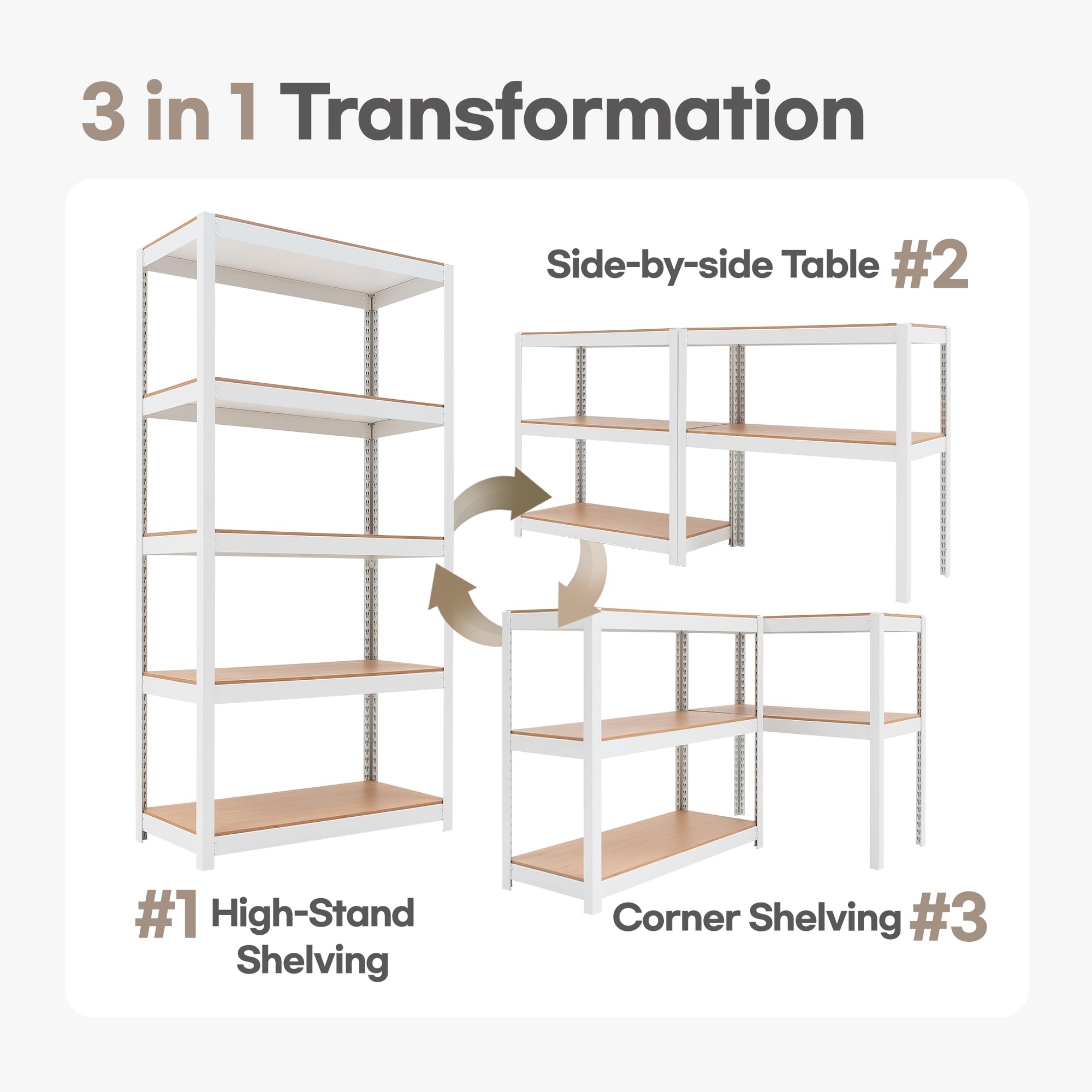 HOMEDANT 5-Tier Heavy Duty Boltless Metal Shelving Unit - Adjustable Storage Rack for Kitchen, Garage, Pantry & Closet Organization (1 Pack) - Perfect for Home Storage, Warehouse Shelving & Commercial Use