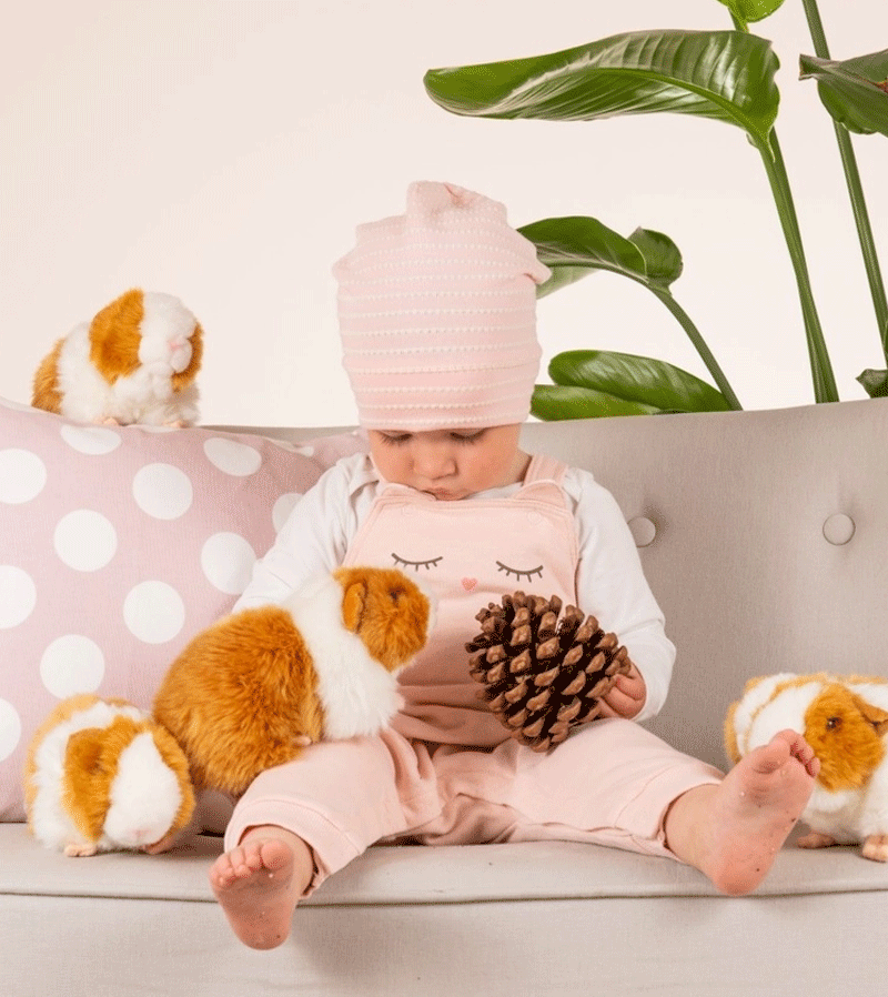 Premium Plush Gold & White Guinea Pig Stuffed Animal - Soft & Cuddly Teddy Hermann Collectible Toy for Kids & Adults | Perfect Gift for Pet Lovers, Birthday & Home Decor