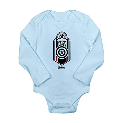 Captain America Logo Long Sleeve Baby Bodysuit - Marvel Superhero Infant Onesie for Boys & Girls | Perfect for Cosplay, Birthday Parties & Everyday Wear